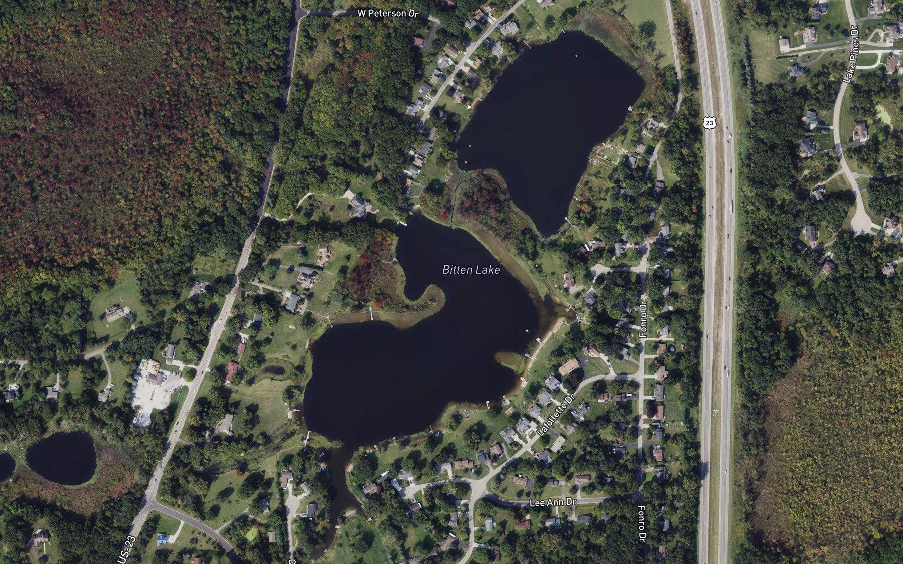 Satellite map of the Bitten Lake