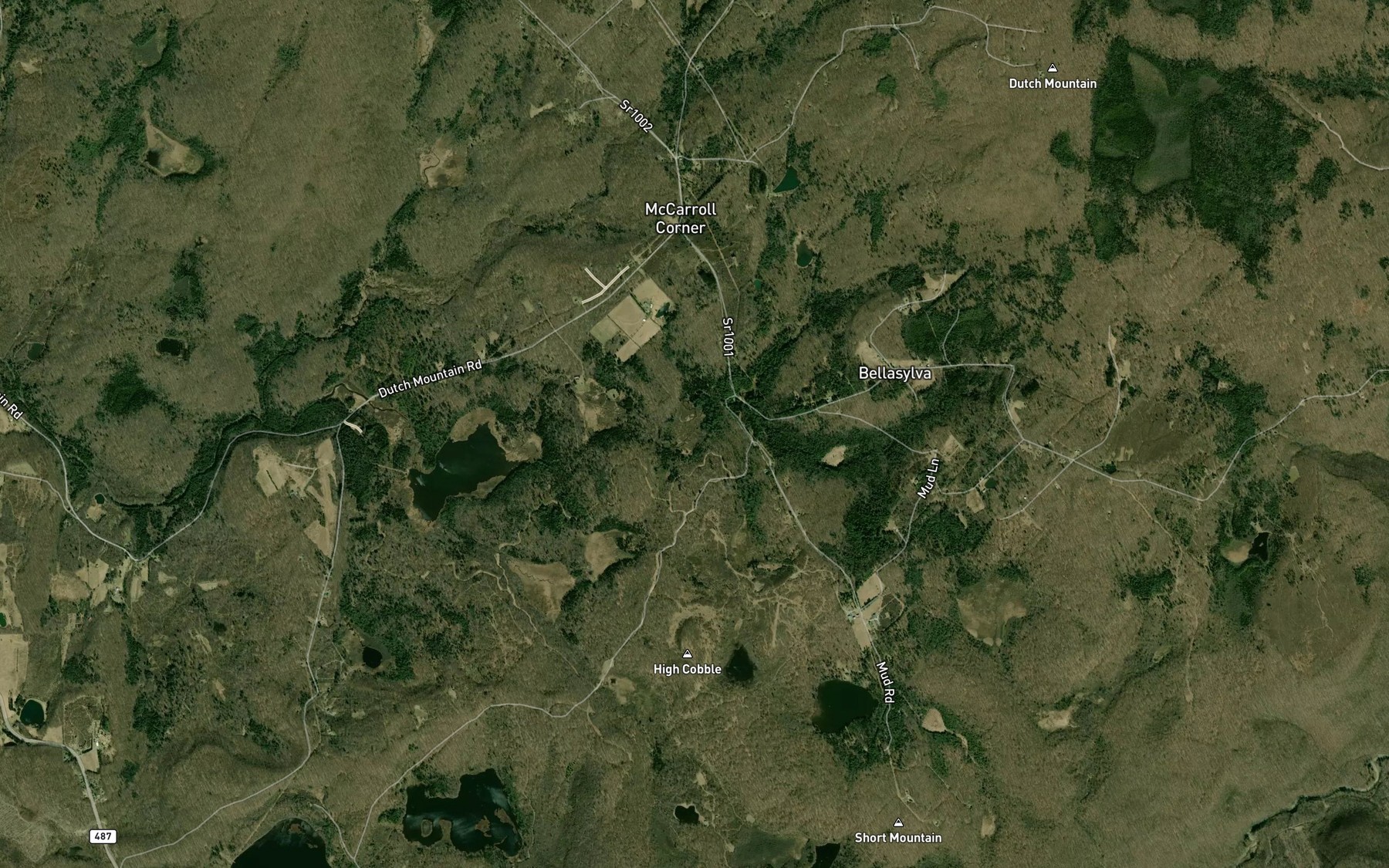 Satellite map of the Yellow Run