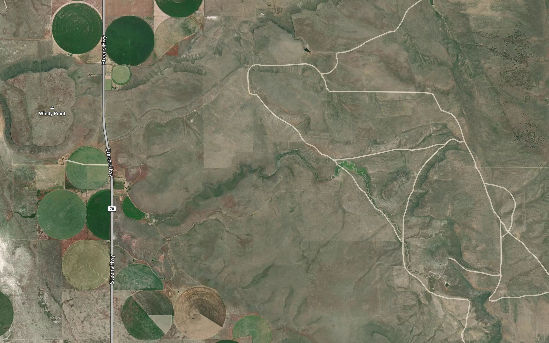 Satellite map of the Oron Thompson Reservoir