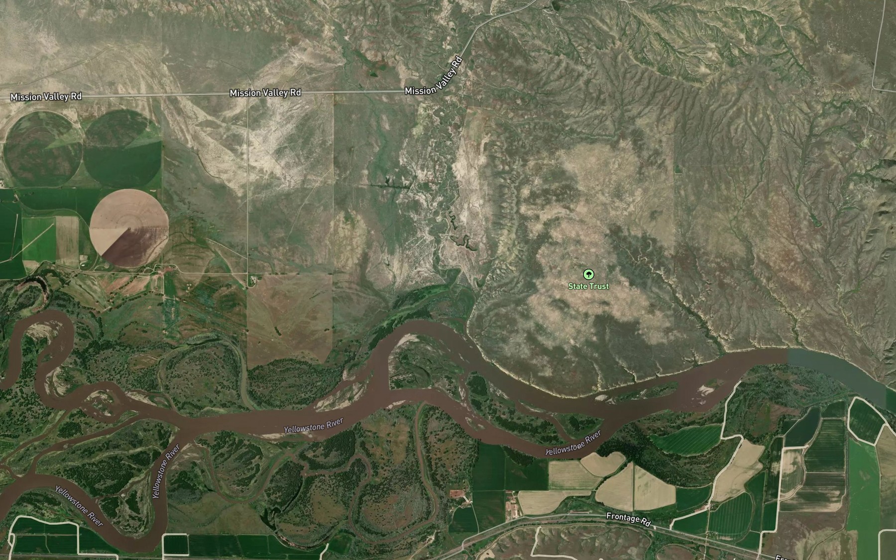 Satellite map of the Starved to Death Creek