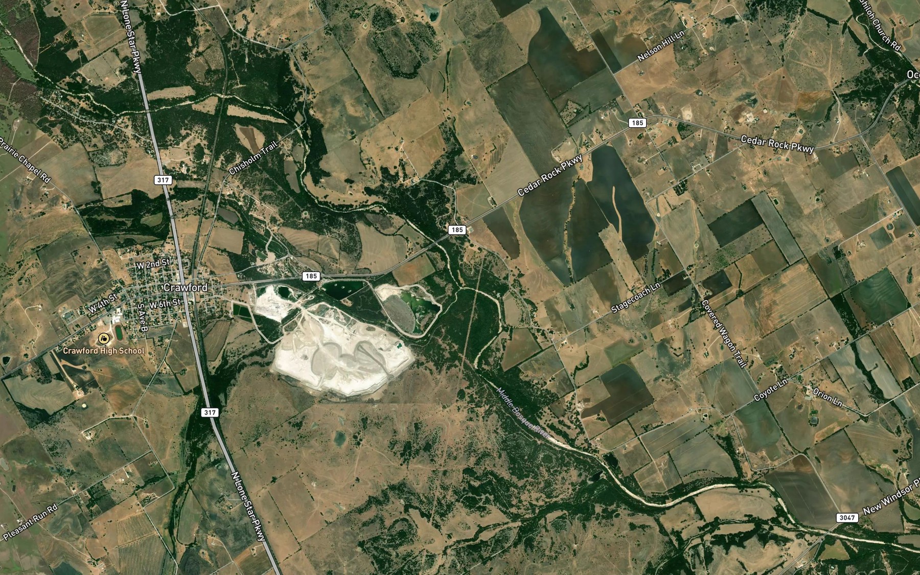 Satellite map of the North Tonk Creek