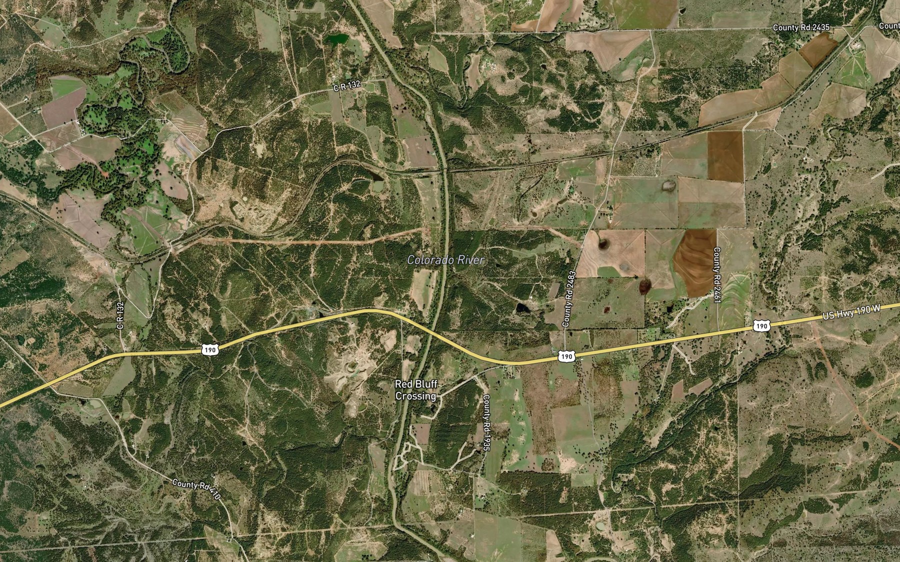 Satellite map of the Boggy Creek
