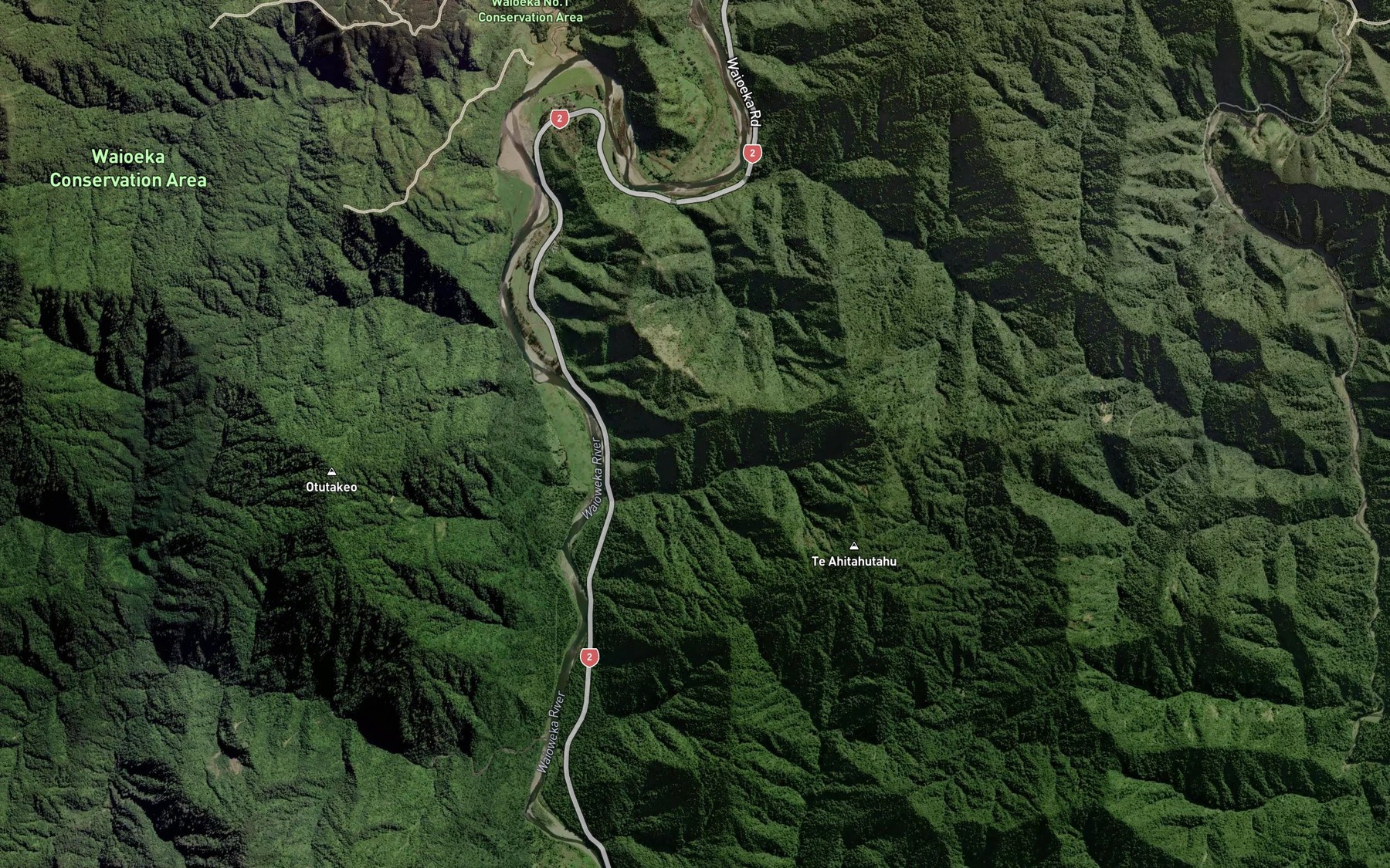 Satellite map of the Matahanea Creek