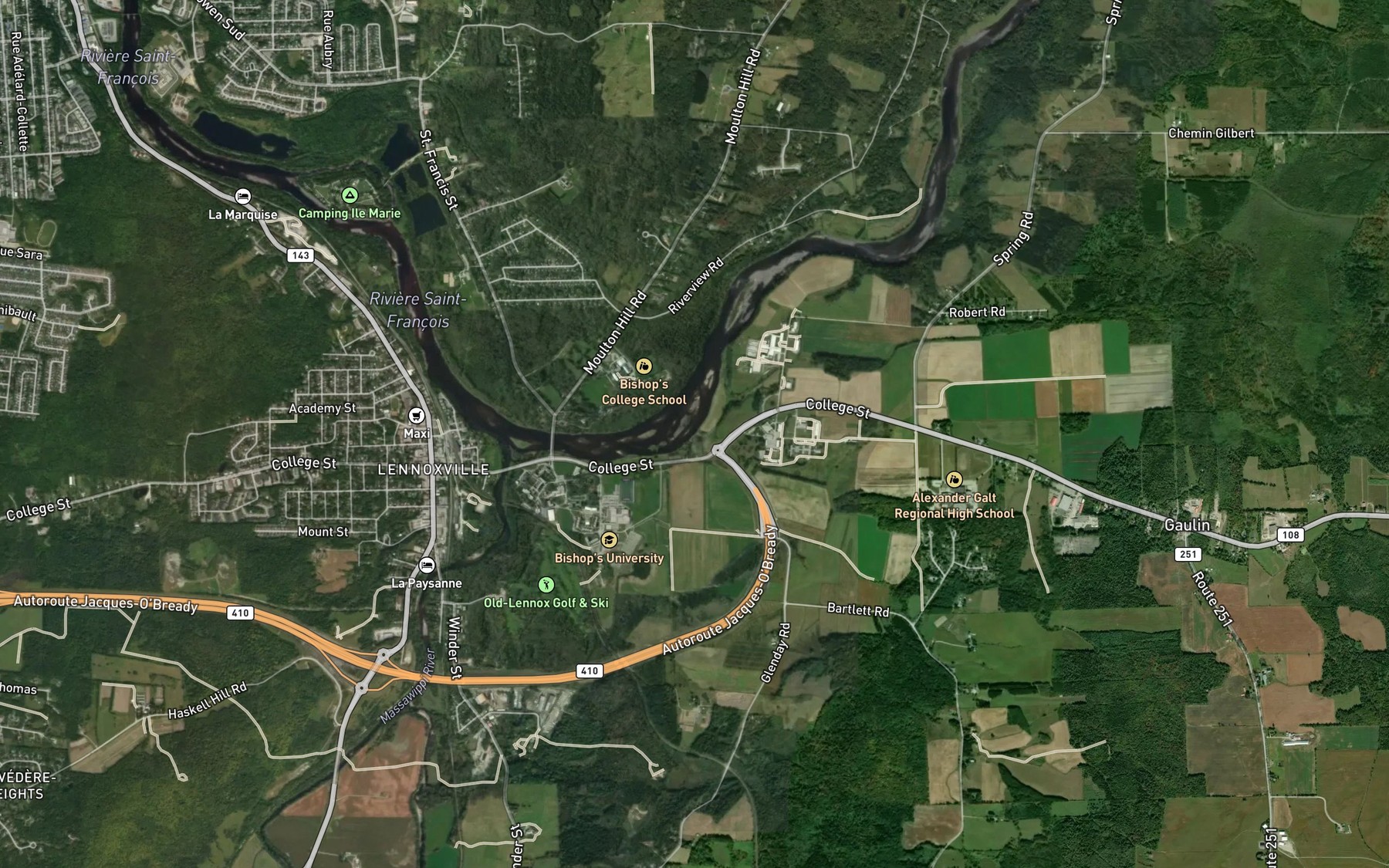 Satellite map of the Cours d'eau Leopold-Clement