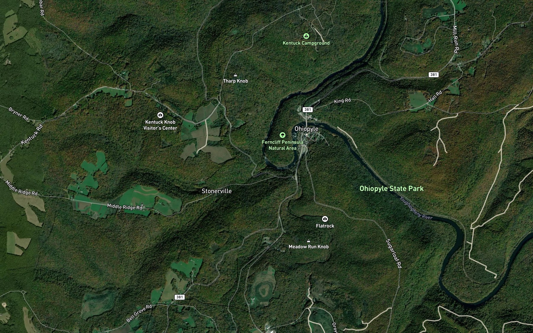 Satellite map of the Cucumber Run