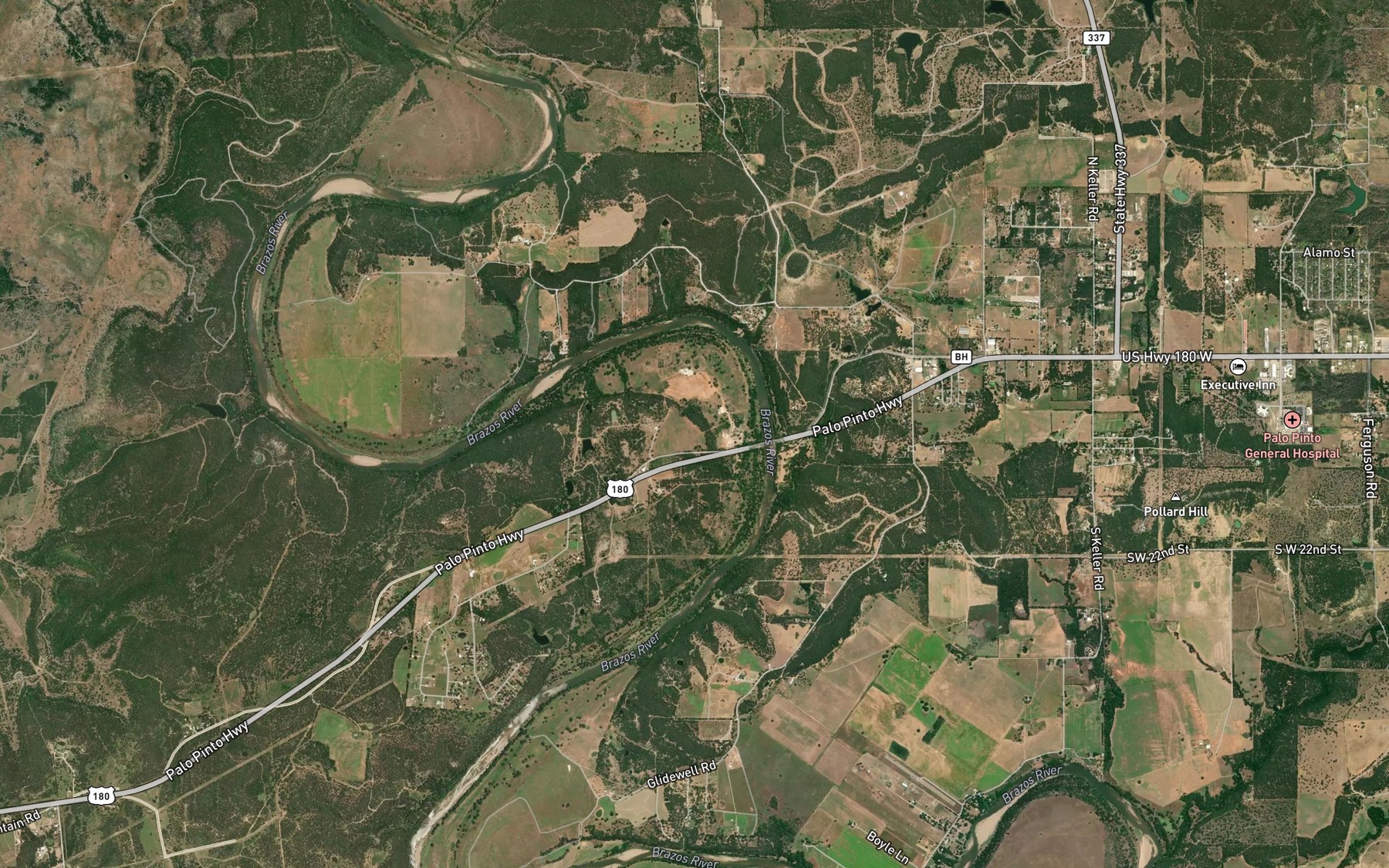 Satellite map of the Bath Bend