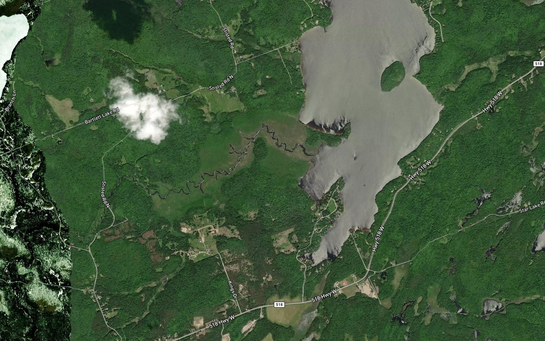 Satellite map of the Beggsboro Creek