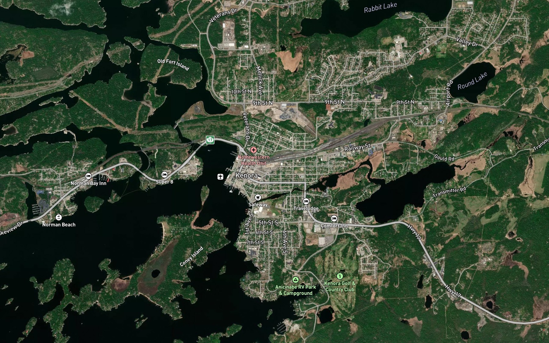Satellite map of the Camerons Narrows