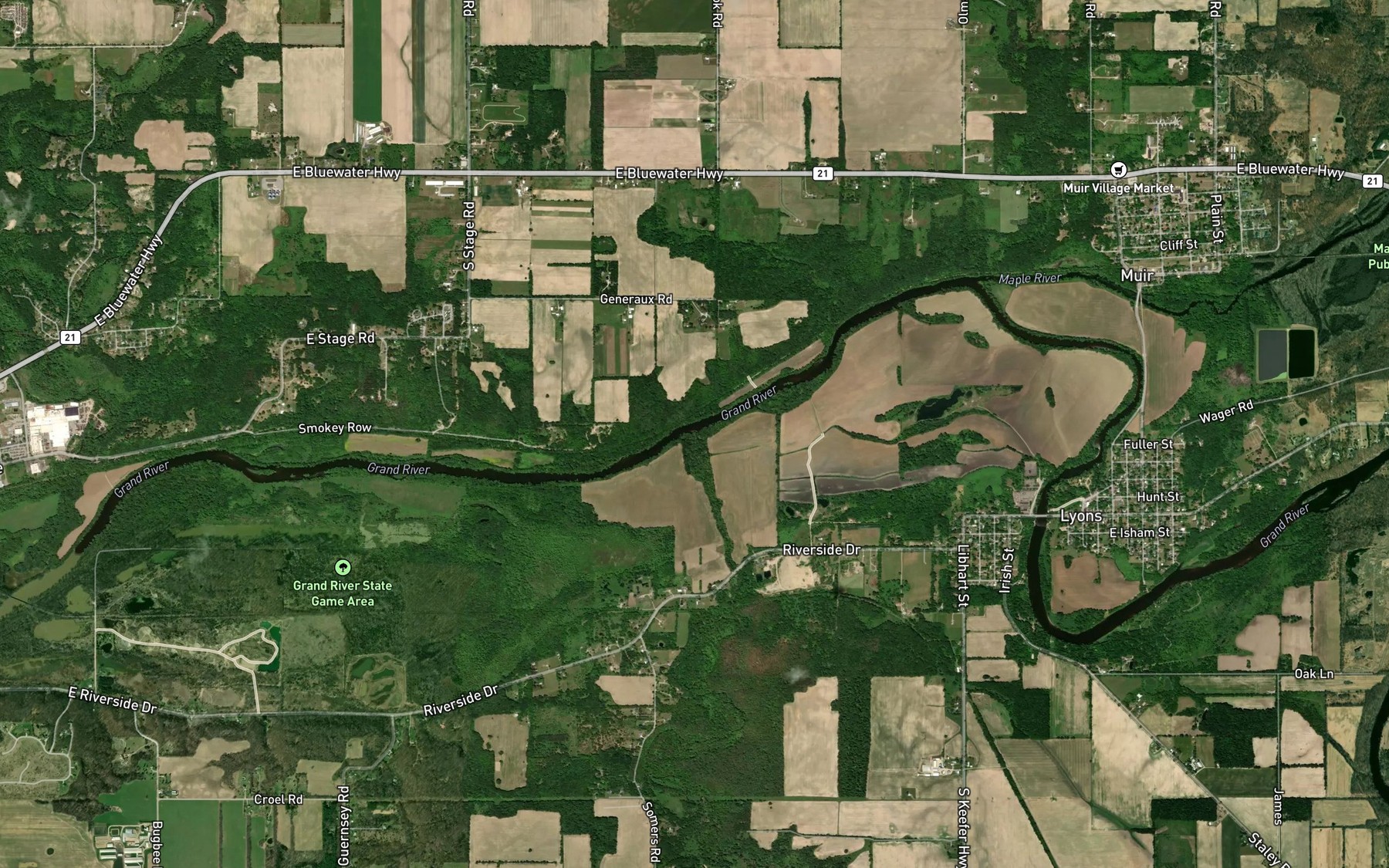 Satellite map of the Libhart Creek