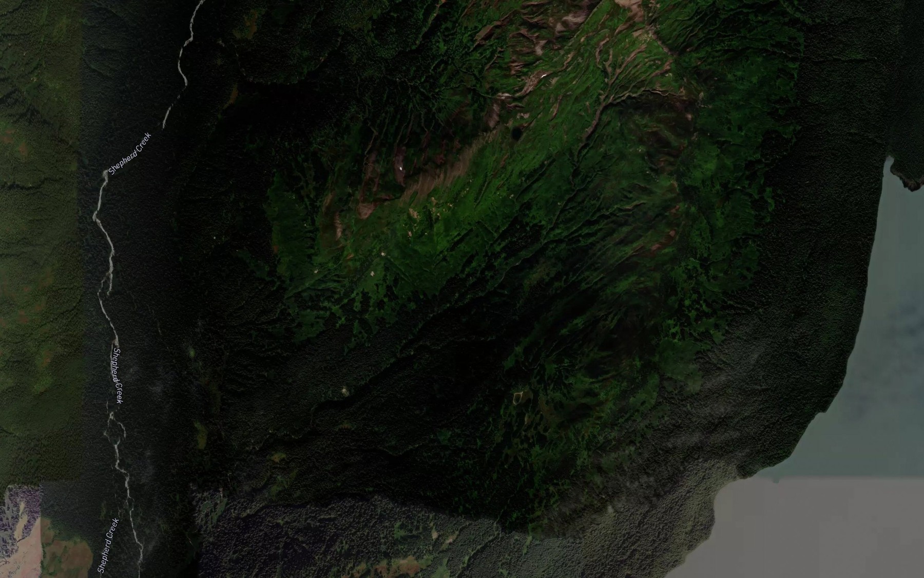 Satellite map of the Holland Creek