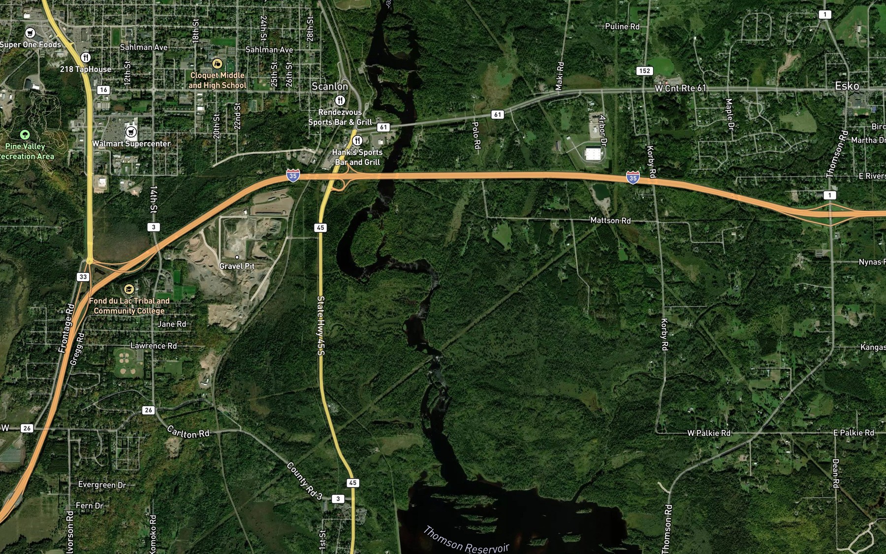 Satellite map of the Crystal Creek