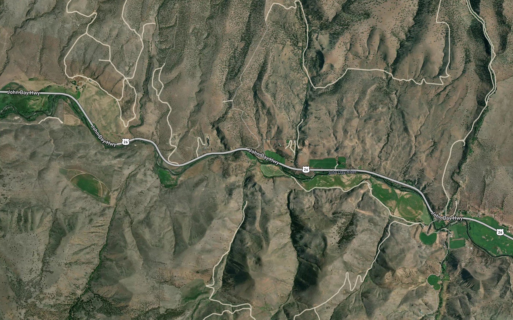 Satellite map of the Bridge Creek