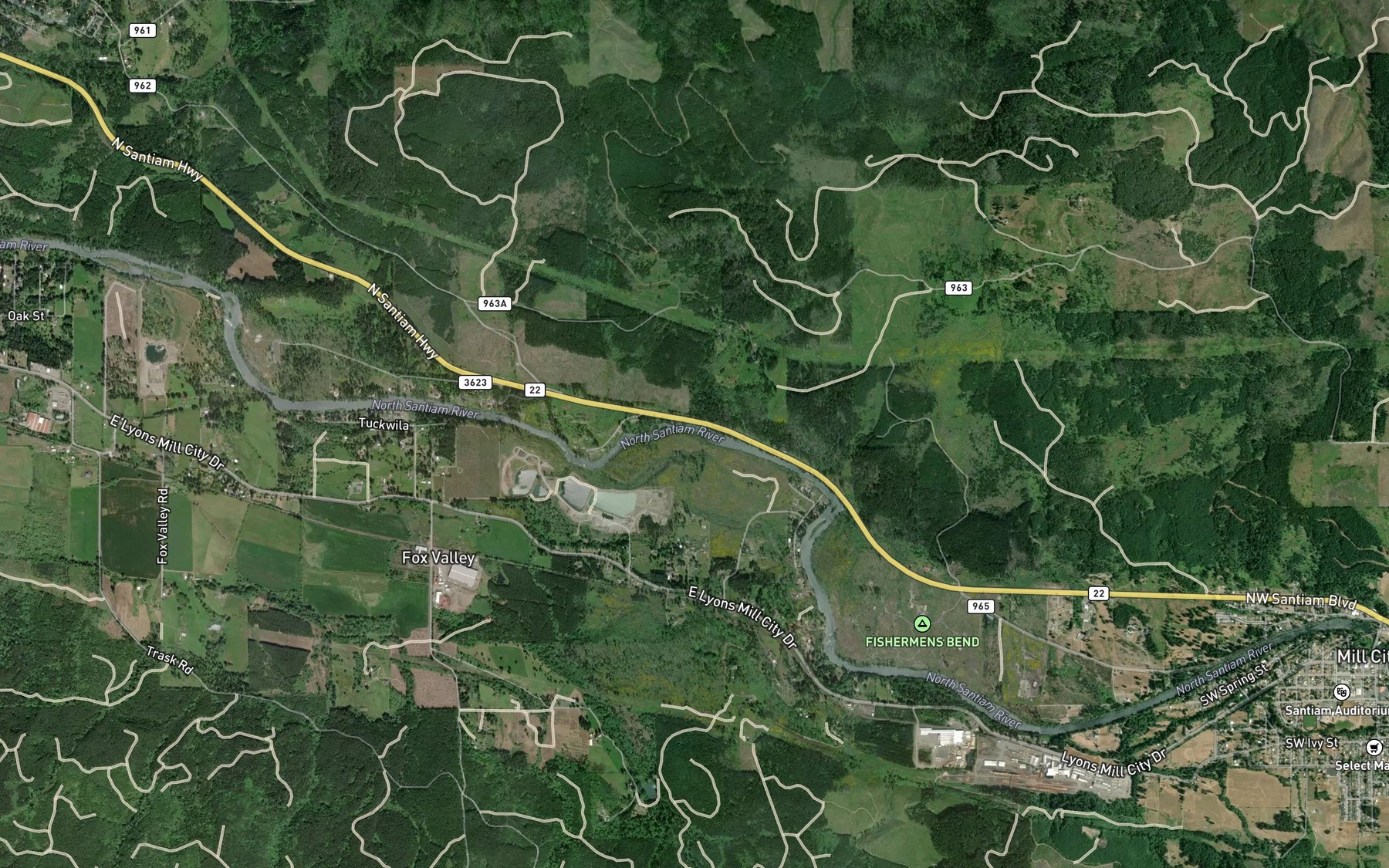 Satellite map of the Cherry Creek