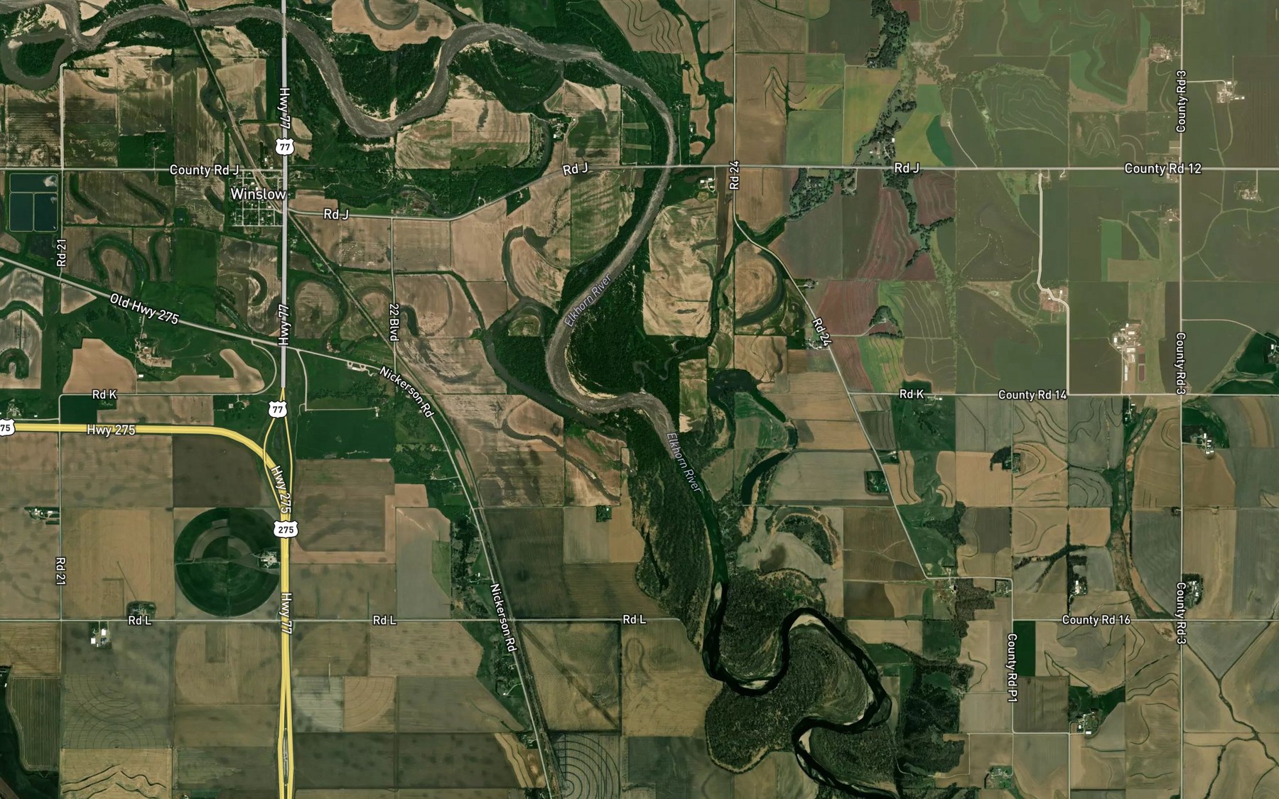 Satellite map of the Clark Creek