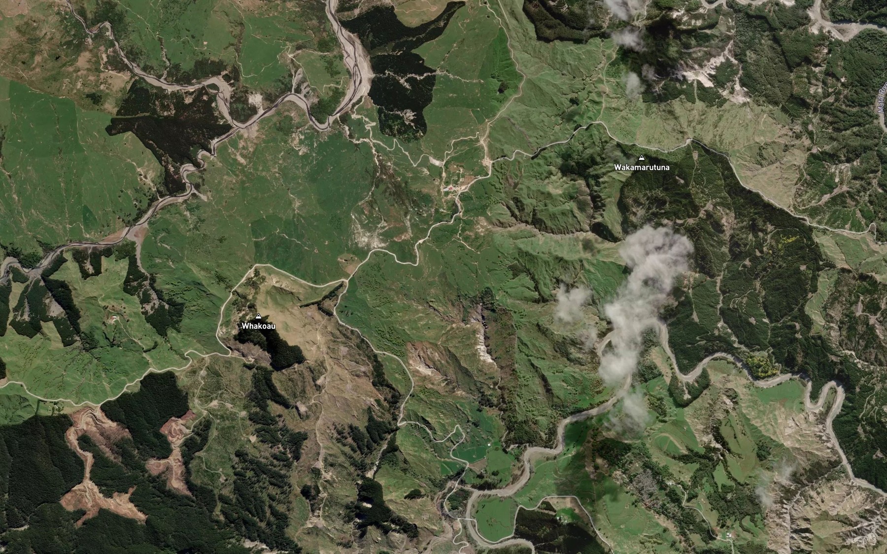 Satellite map of the Owetea Stream