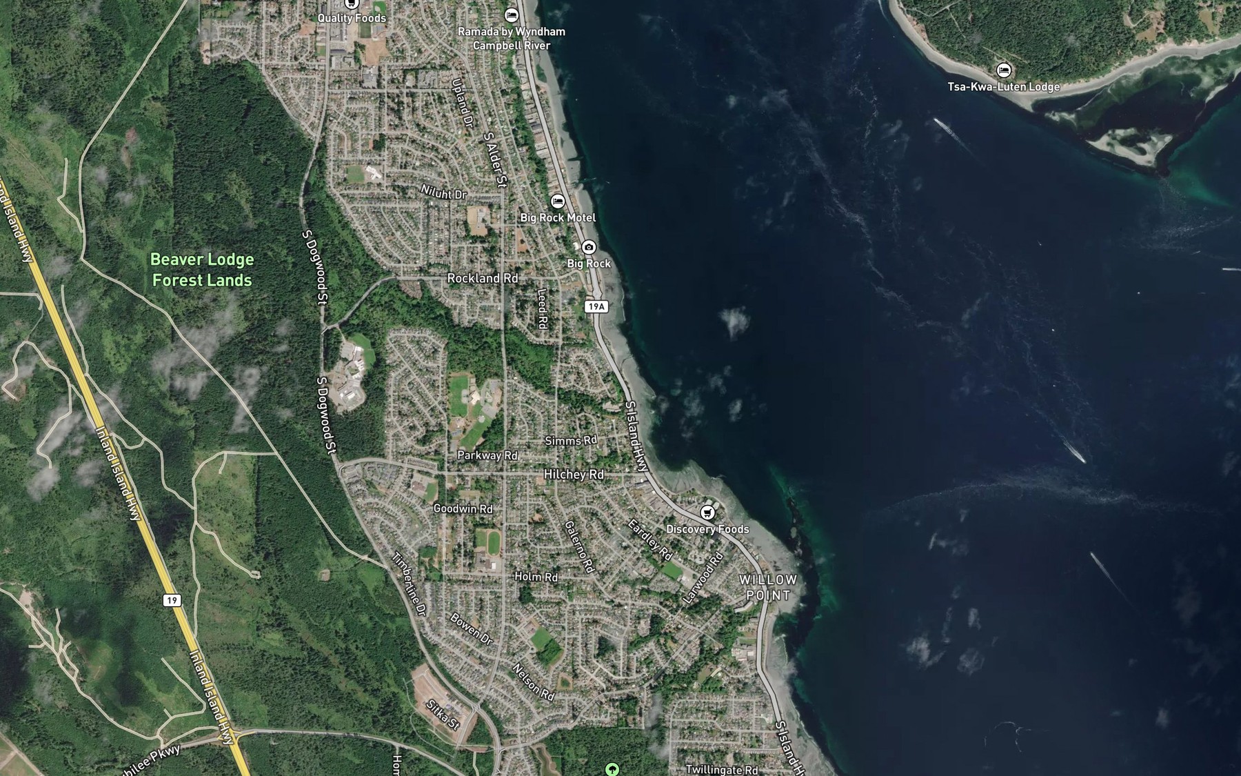 Satellite map of the Simms Creek