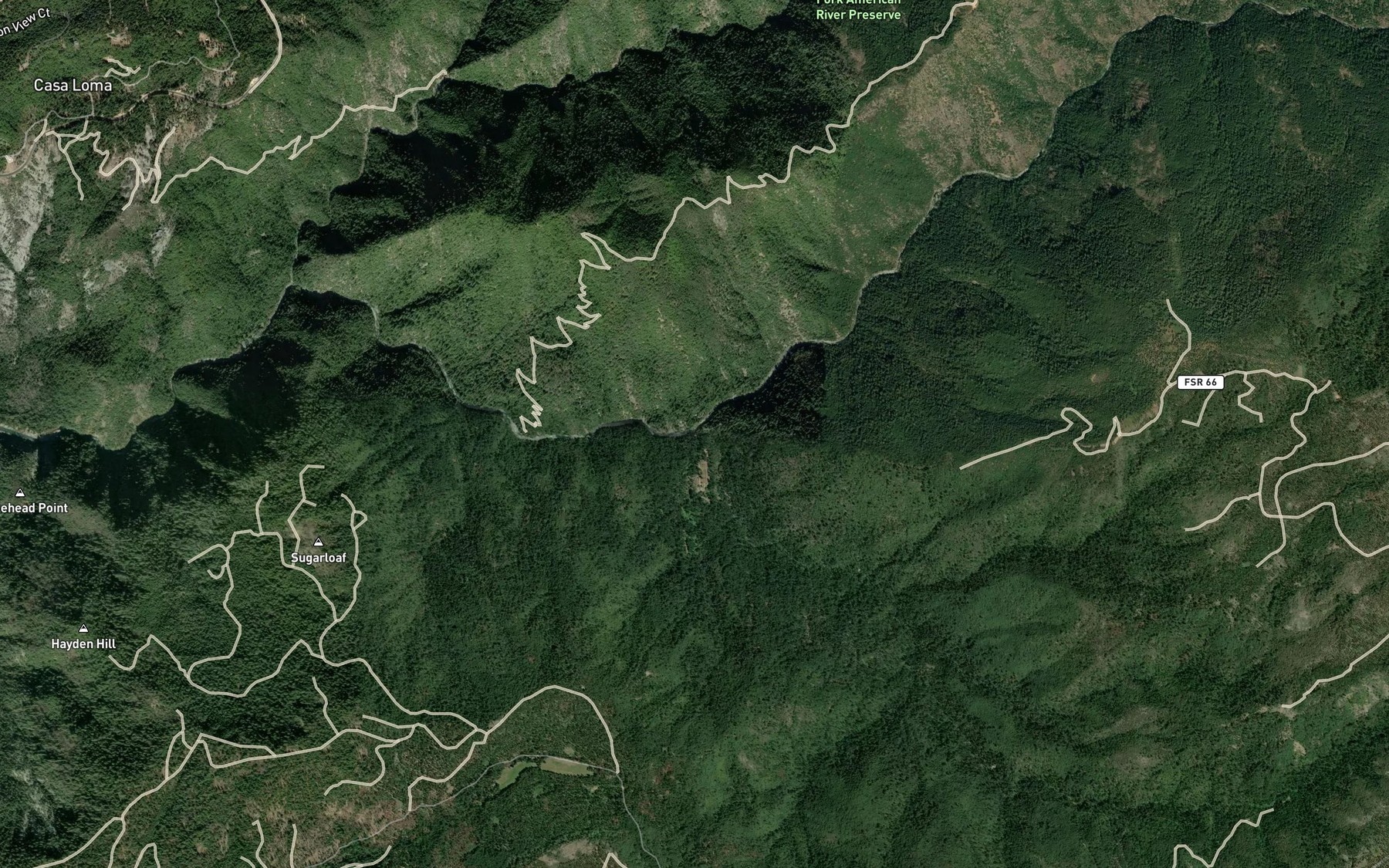 Satellite map of the Humbug Creek