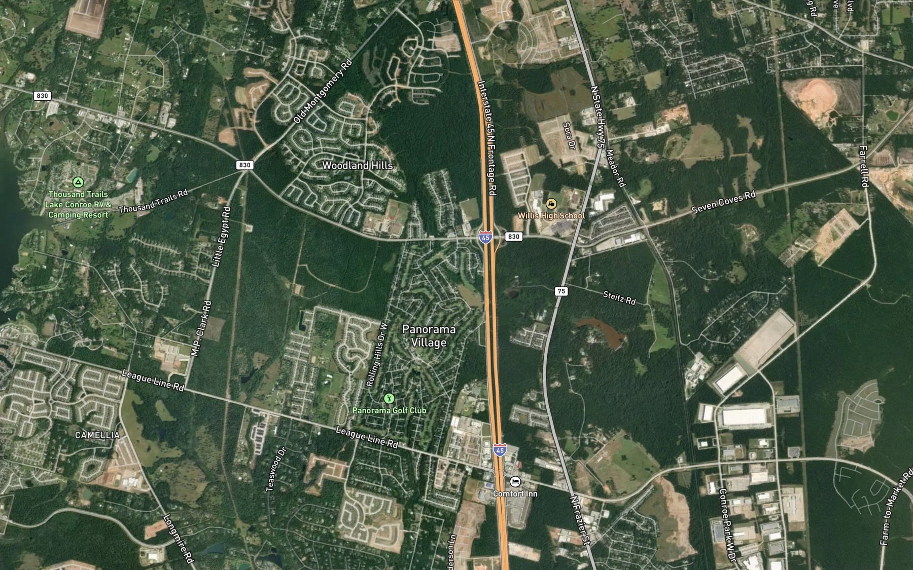 Satellite map of the Stewarts Creek