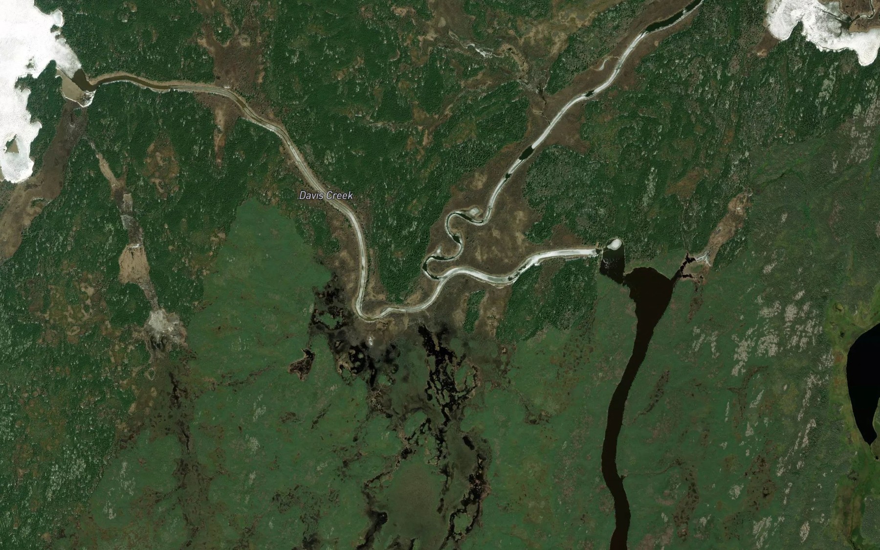 Satellite map of the Davis Creek