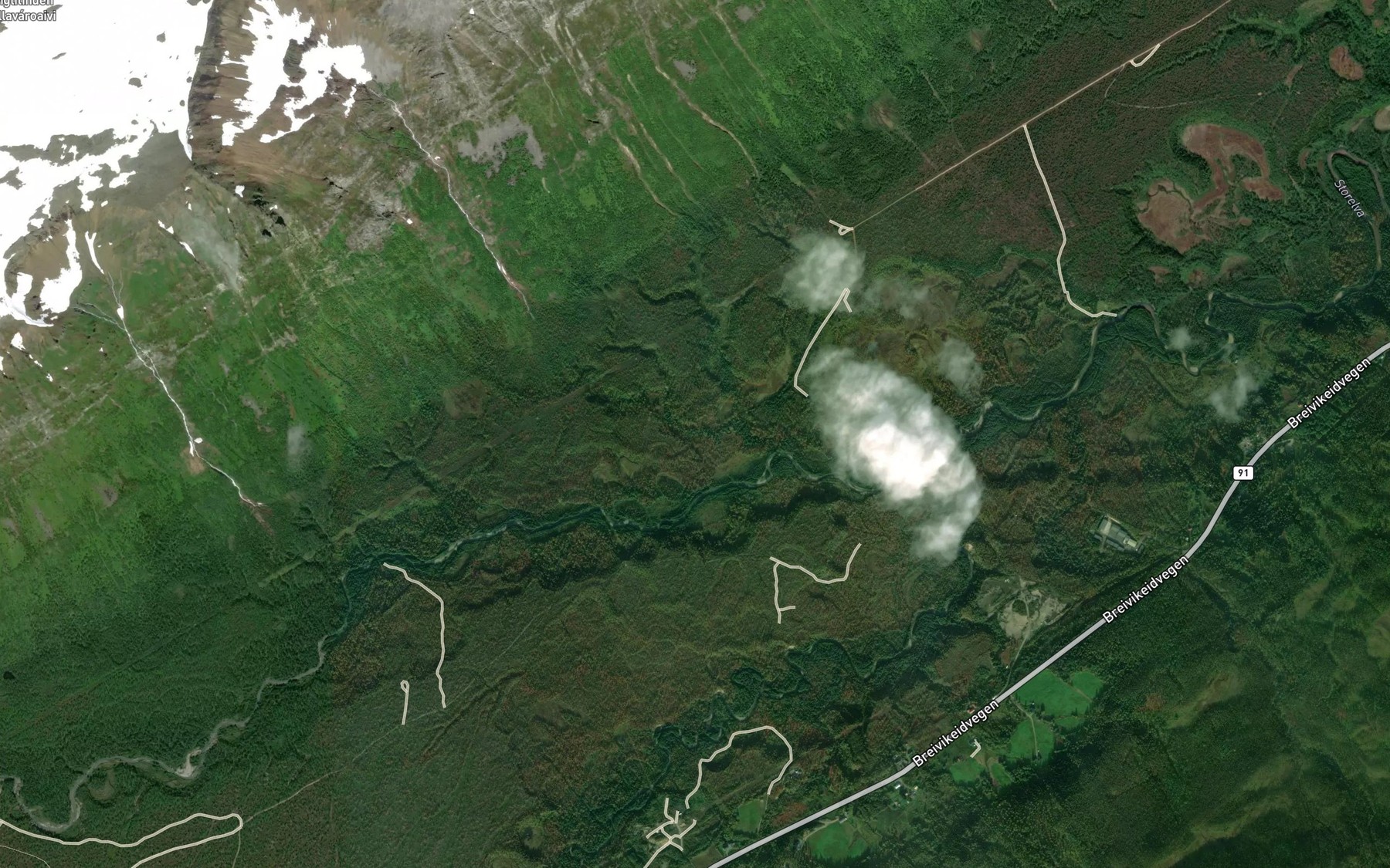 Satellite map of the Smordalelva