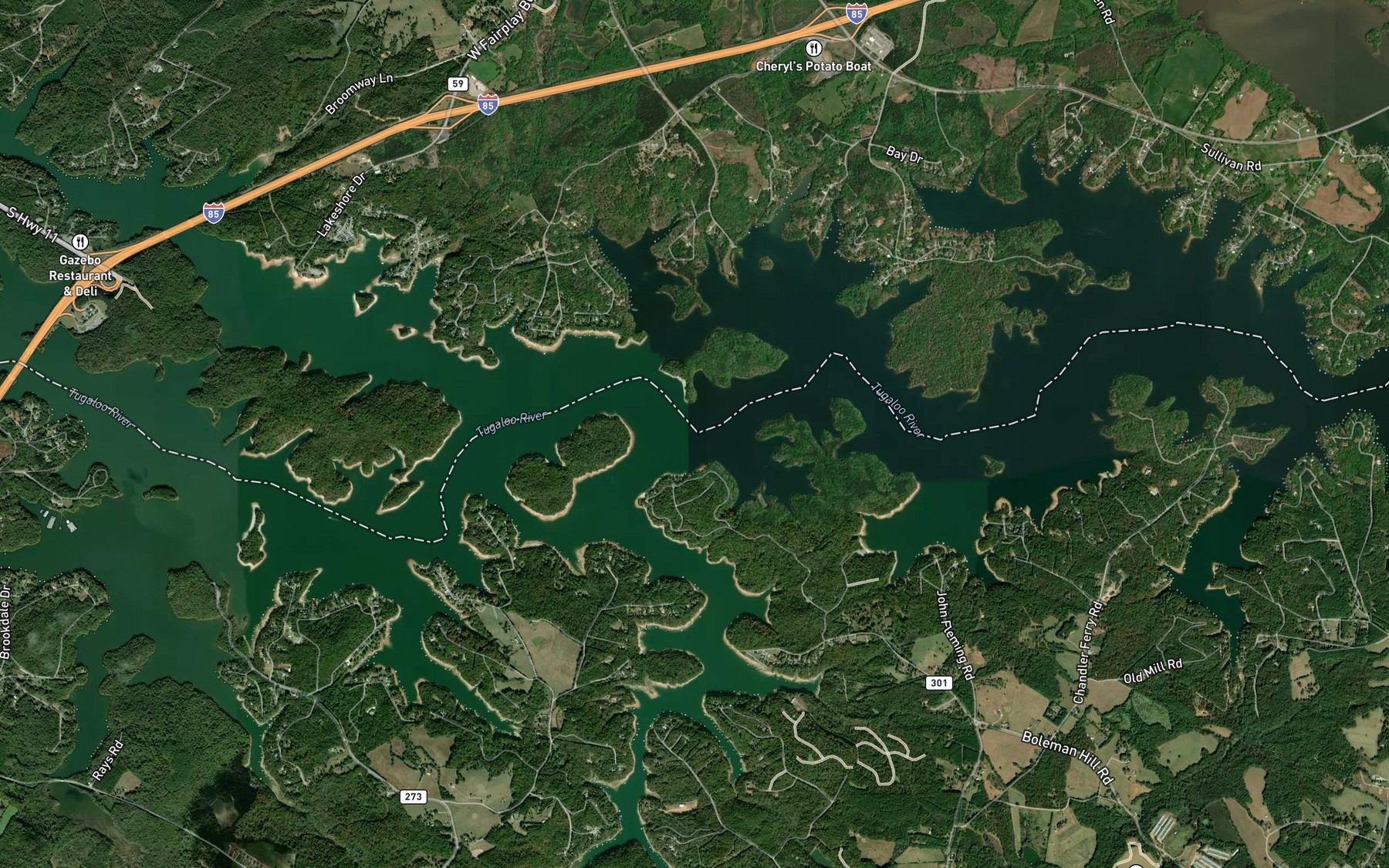 Satellite map of the Paynes Creek