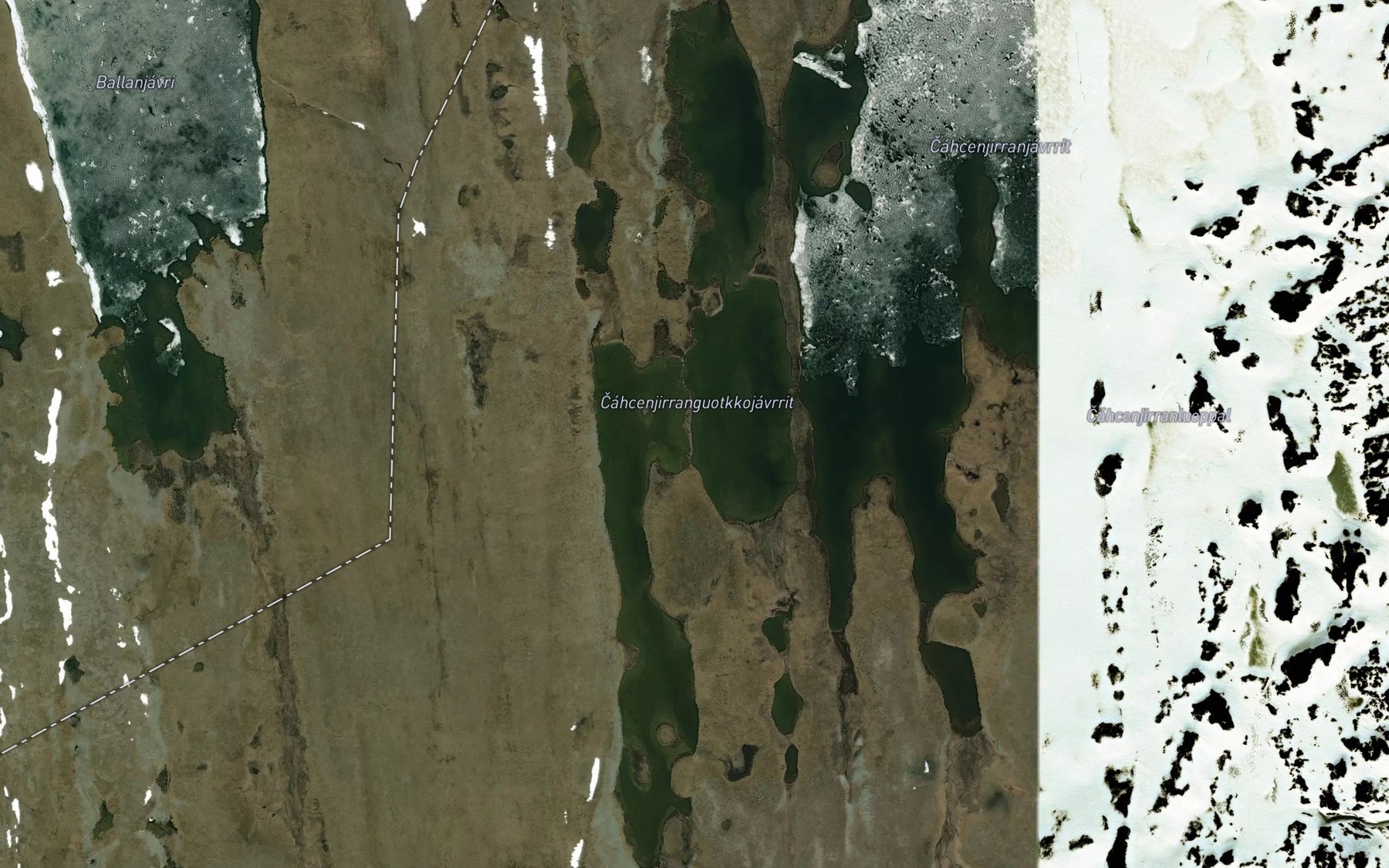 Satellite map of the Caccenjirranguotkujavrit