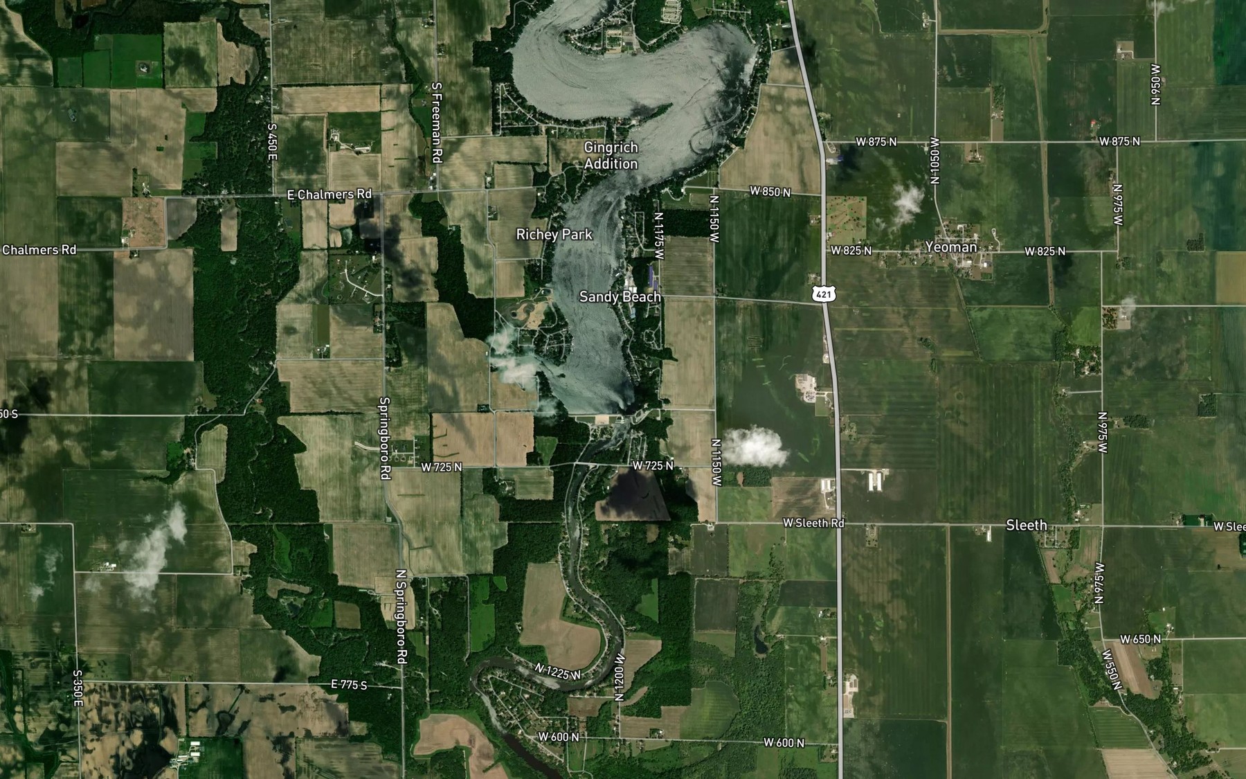 Satellite map of the Oakdale Dam