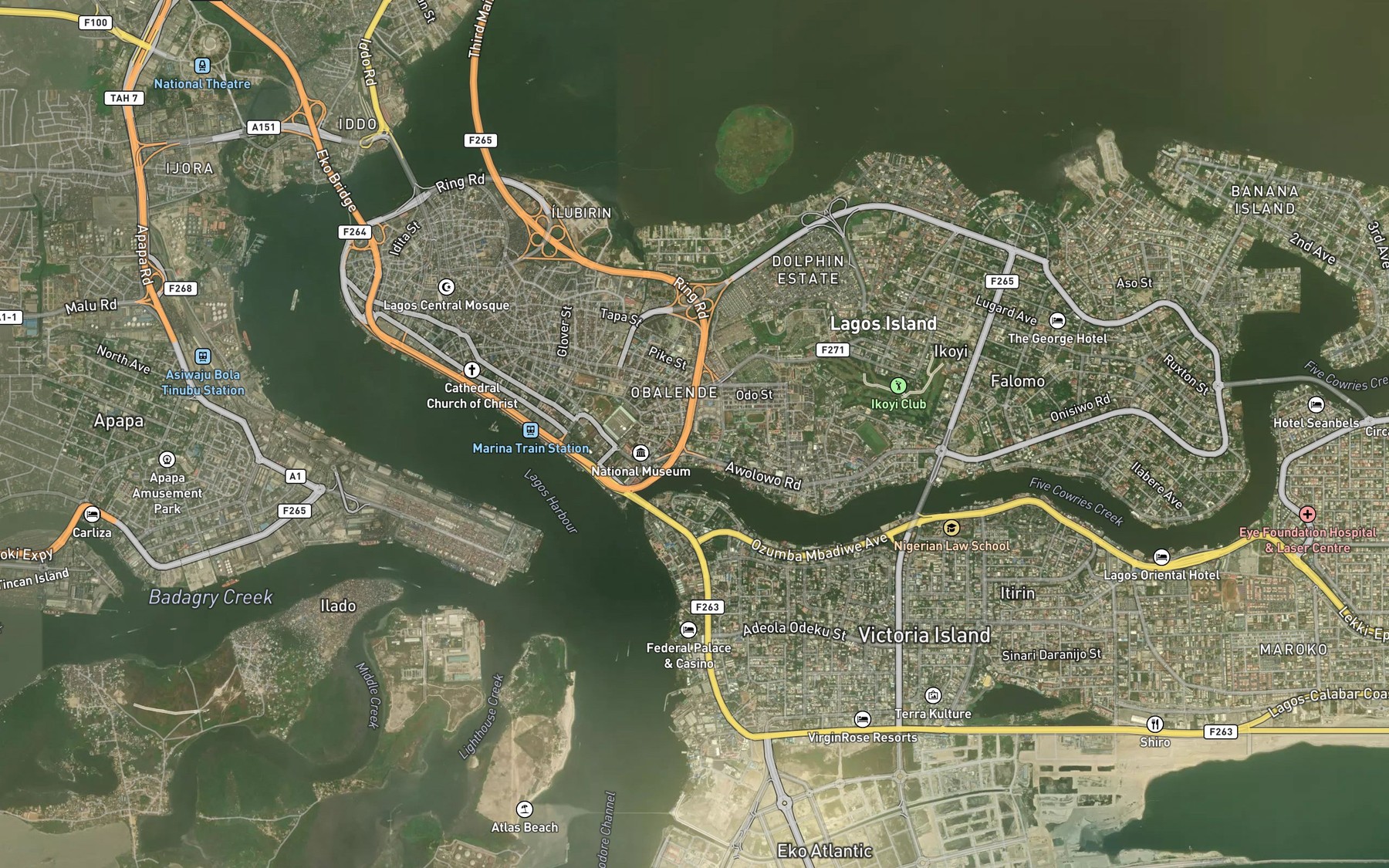 Satellite map of the Macgregor Canal