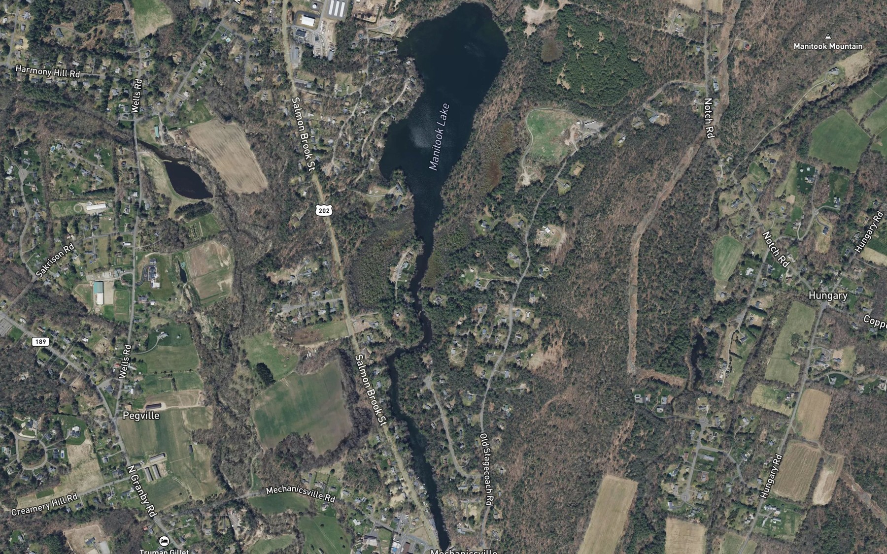 Satellite map of the Manitook Lake