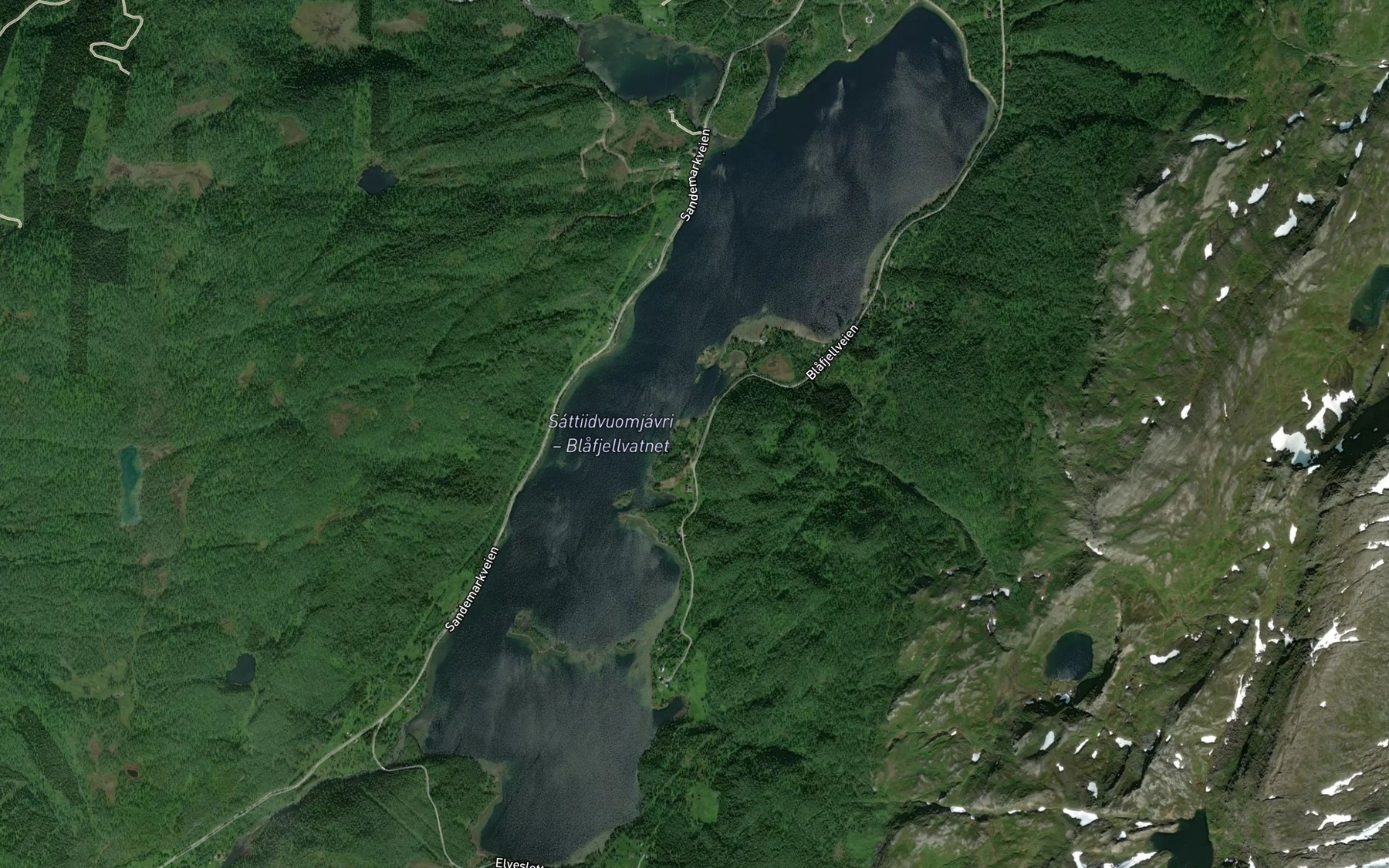 Satellite map of the Sattiidvuomjavri