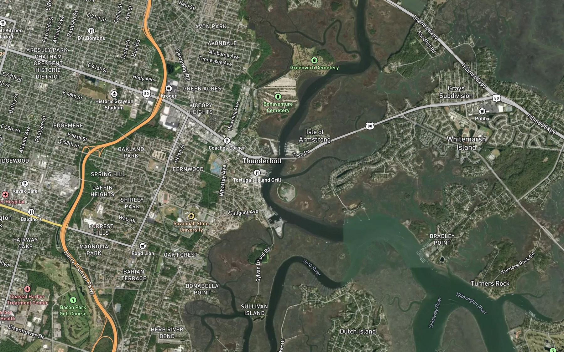Satellite map of the Grays Creek