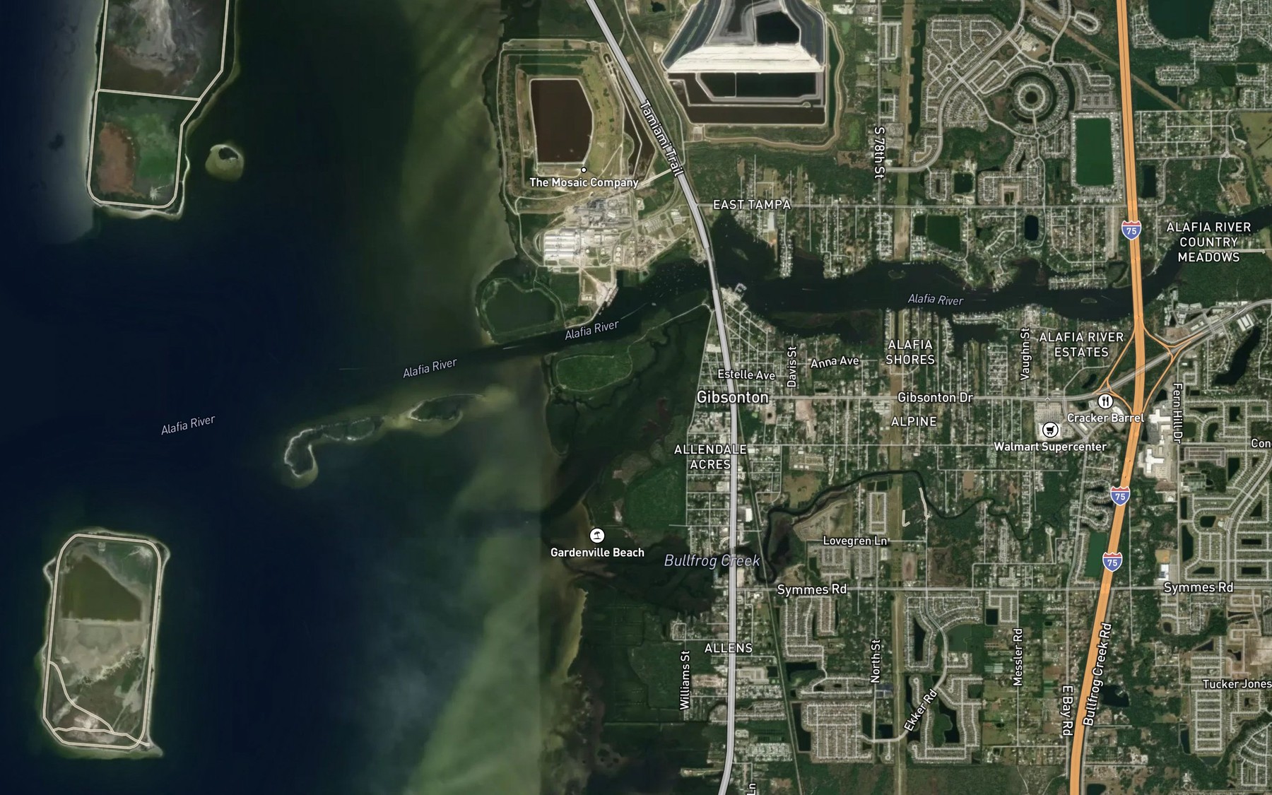 Satellite map of the South Channel