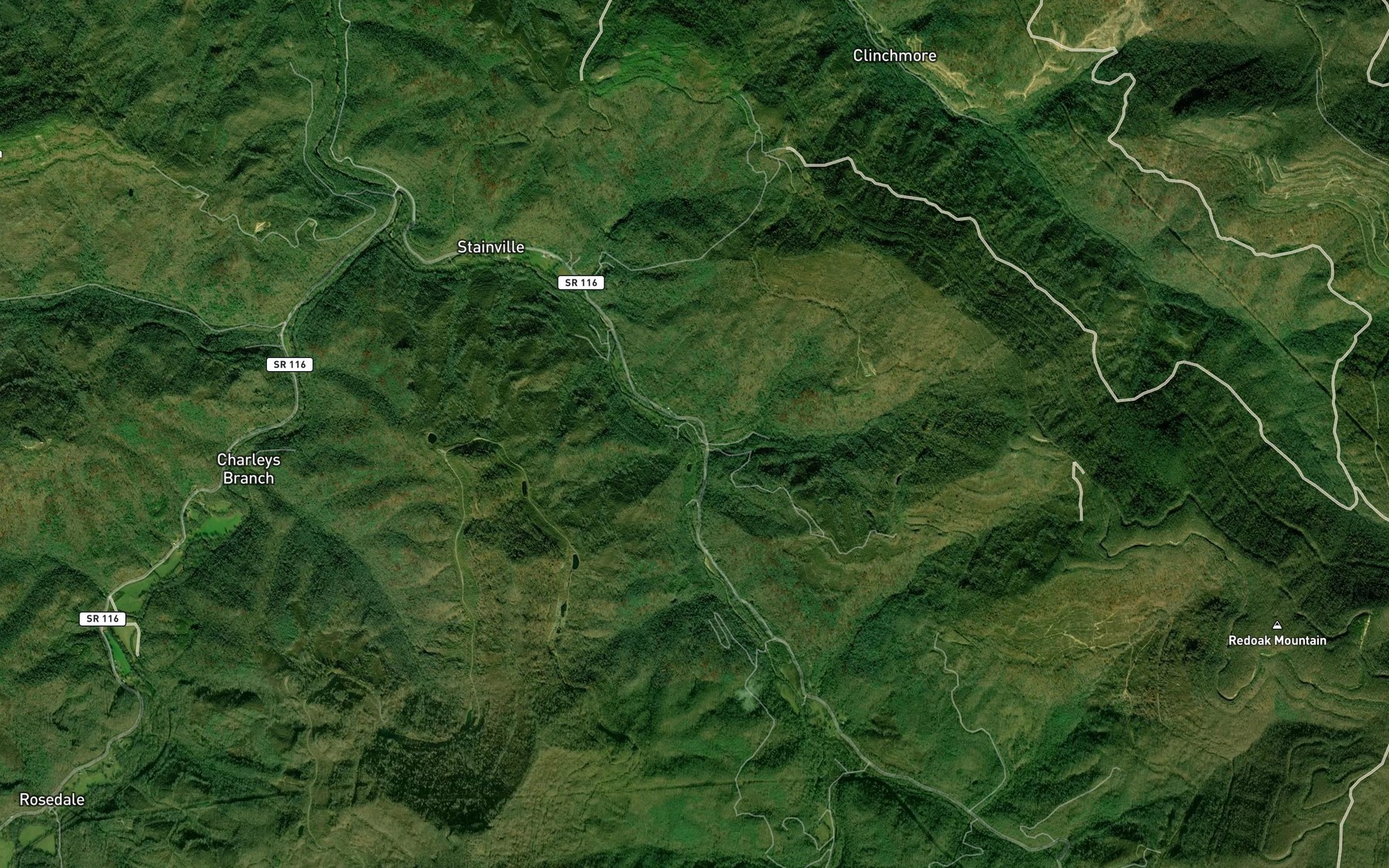 Satellite map of the Calvin Branch