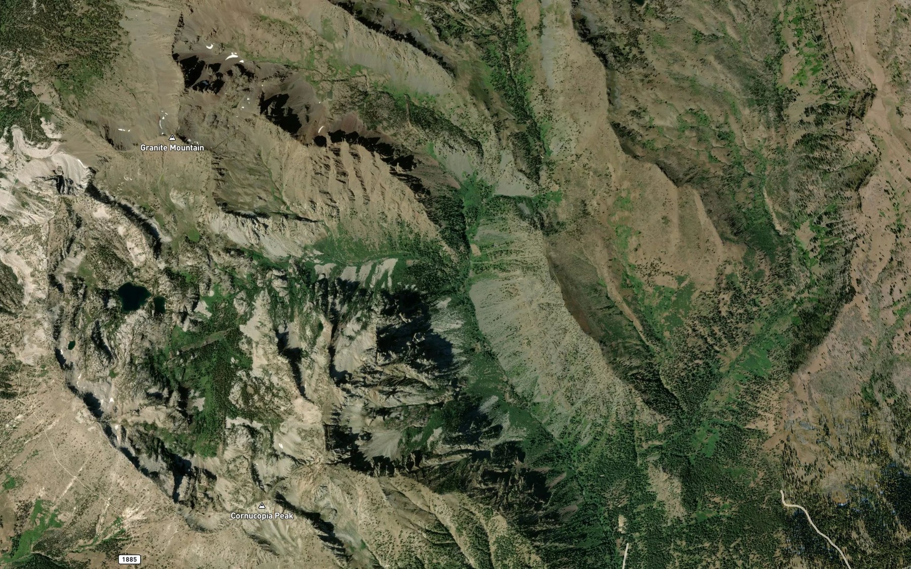 Satellite map of the West Fork Pine Creek