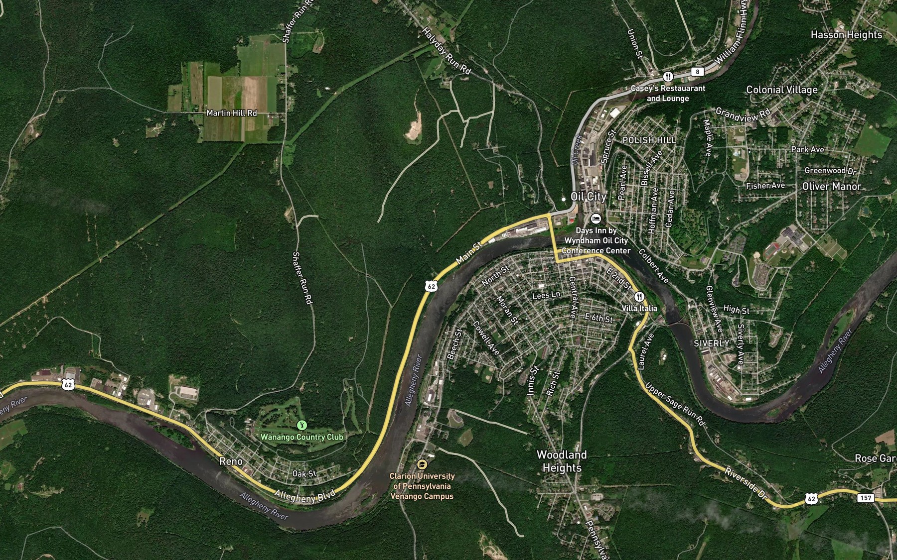 Satellite map of the Charley Run