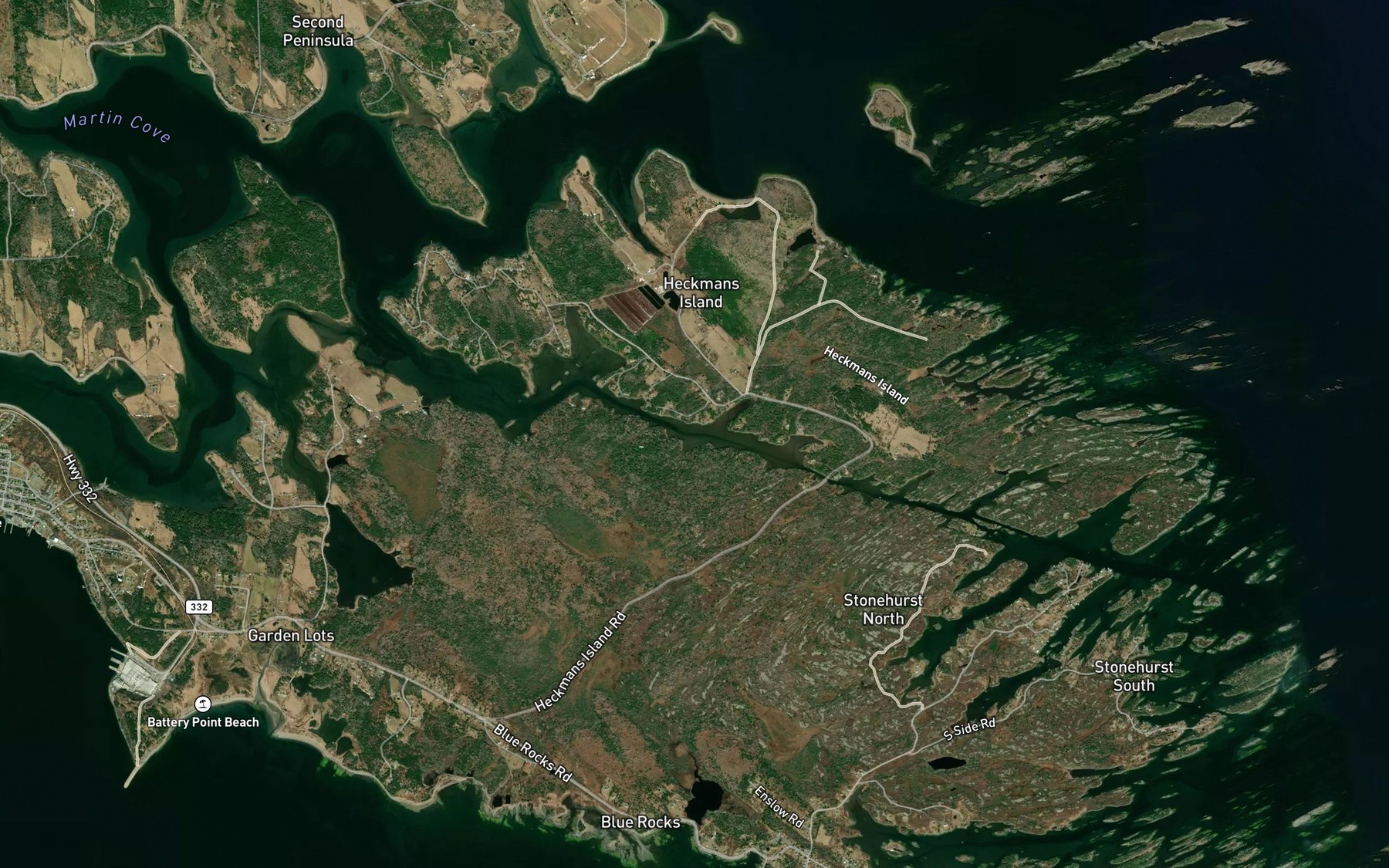 Satellite map of the Back Passage