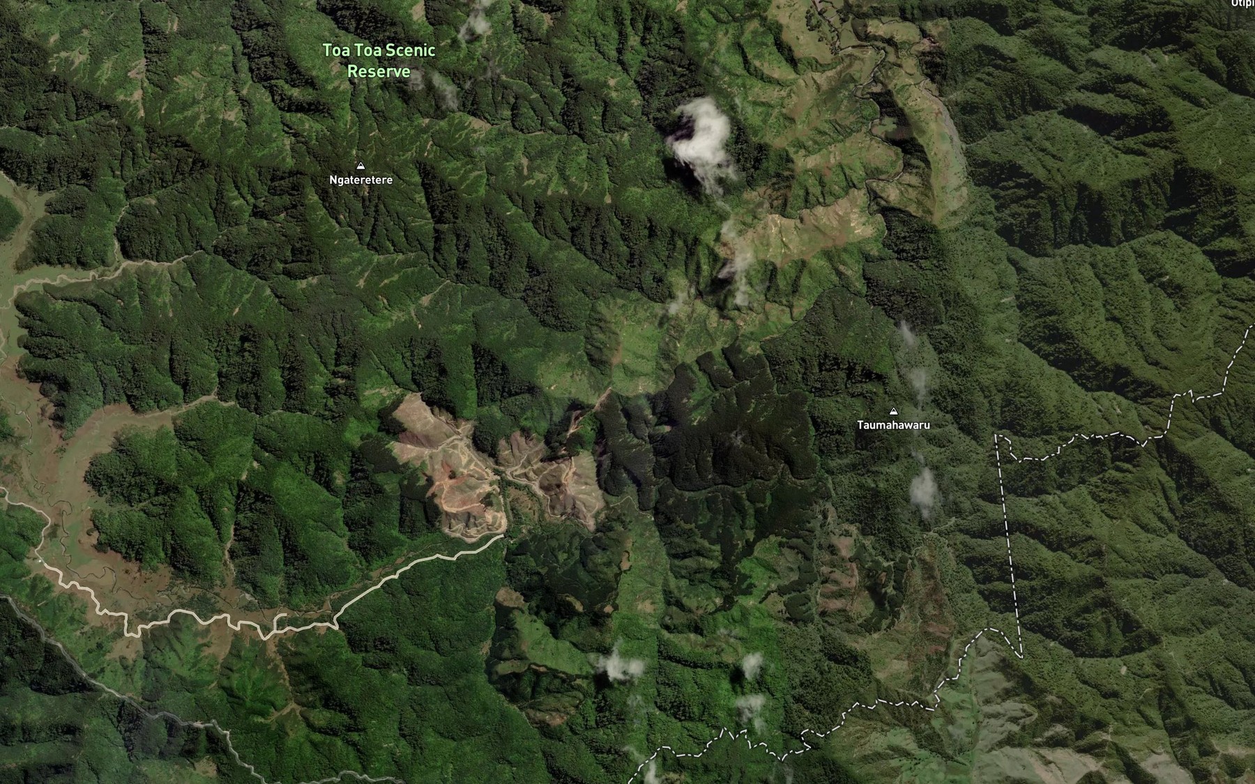 Satellite map of the Whitikau Stream