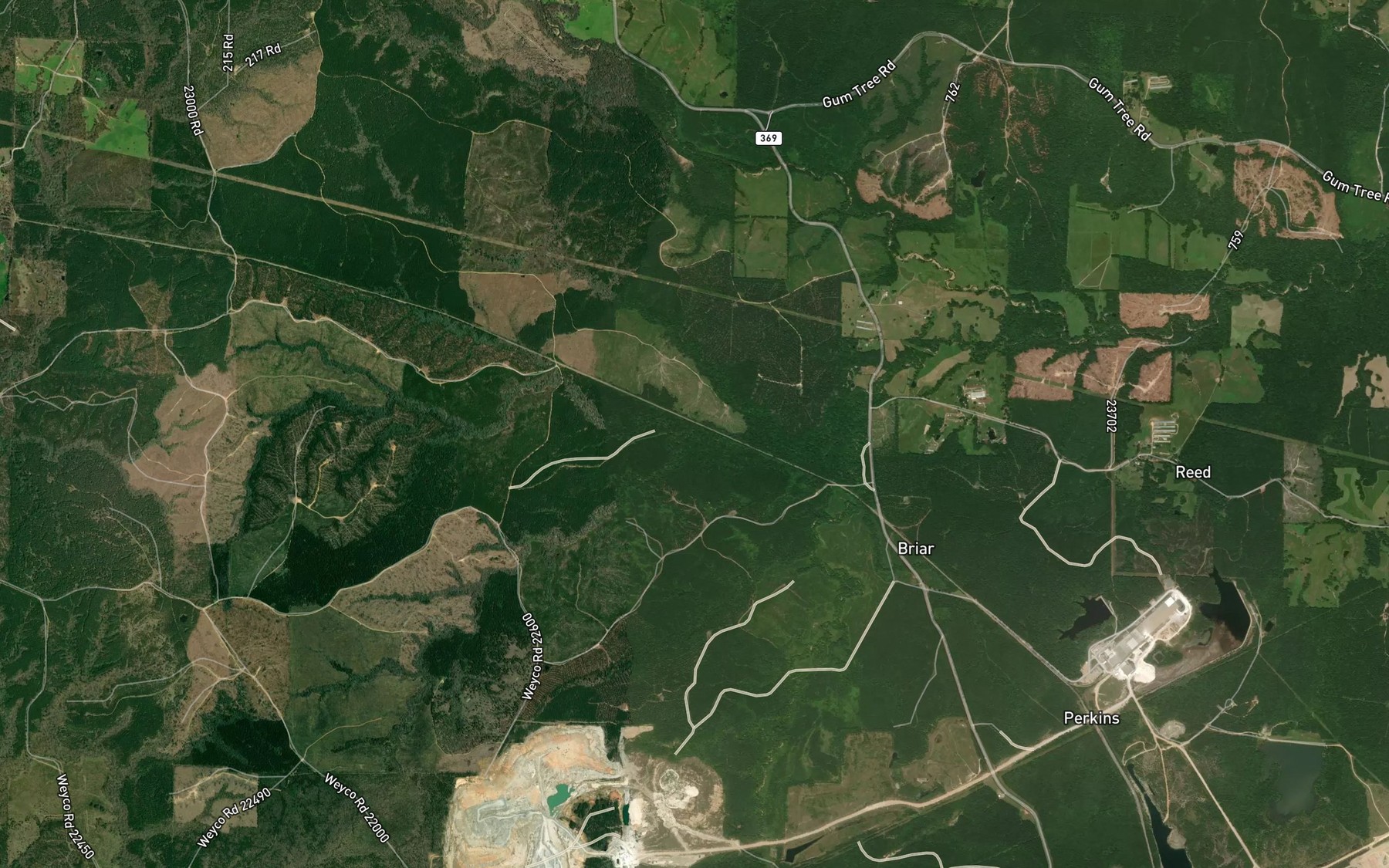 Satellite map of the Hagler Creek
