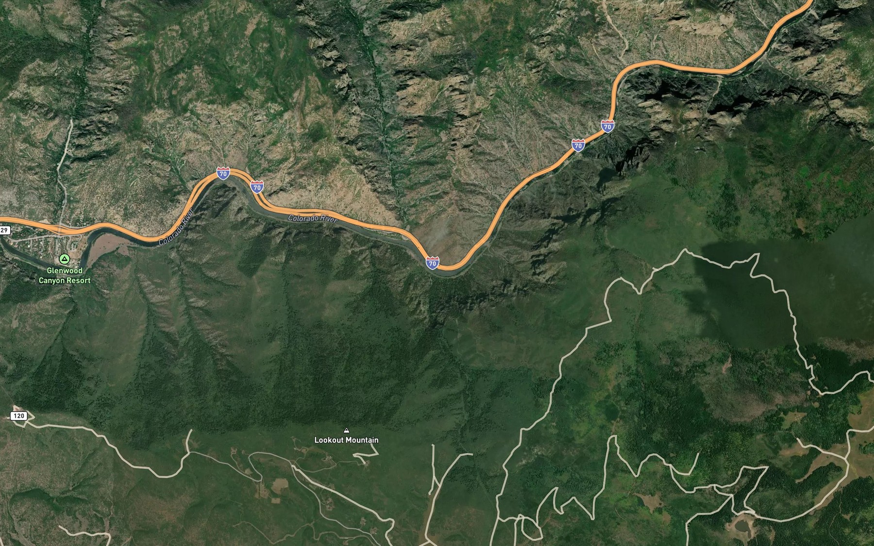 Satellite map of the Bear Creek