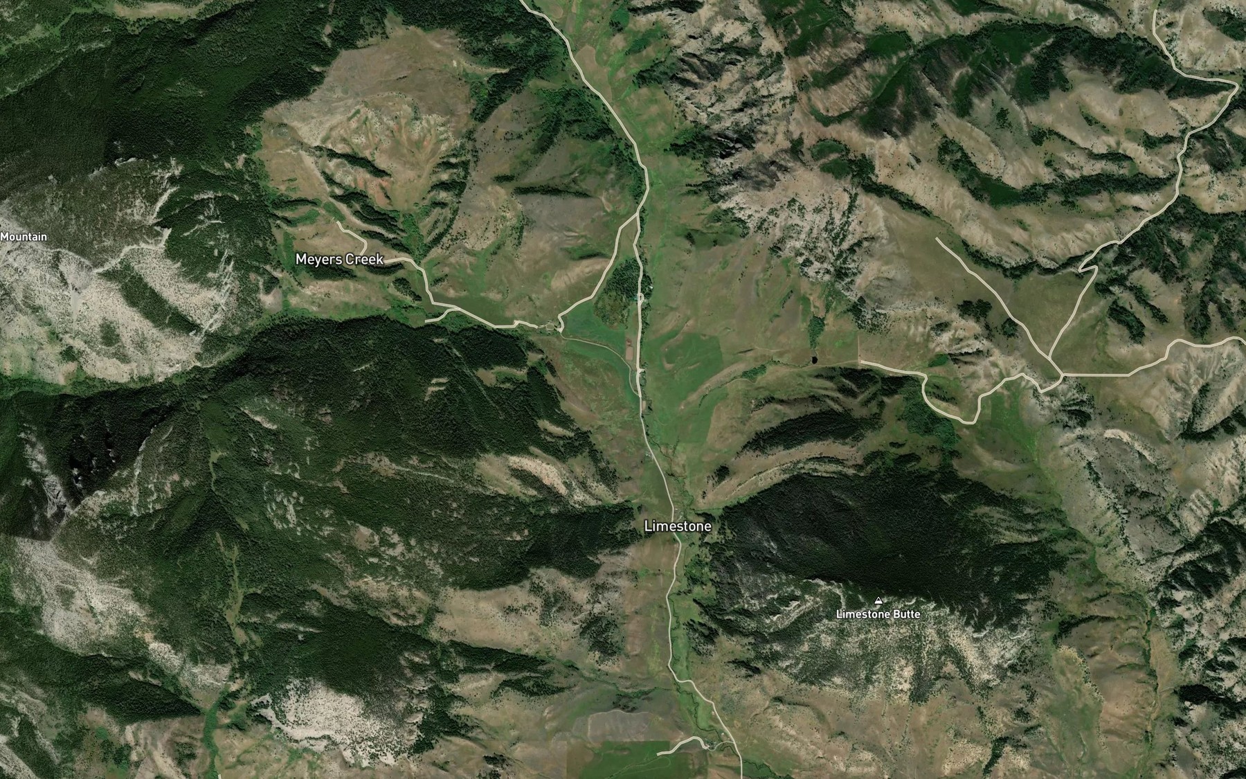 Satellite map of the Meyers Creek