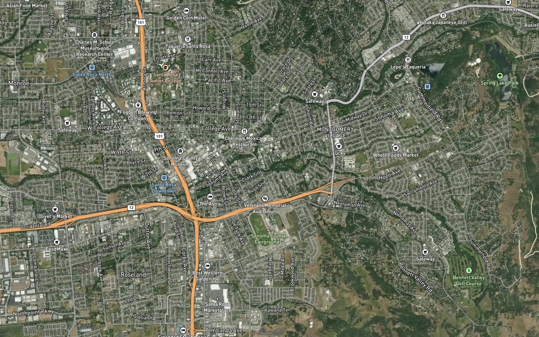 Satellite map of the Spring Creek