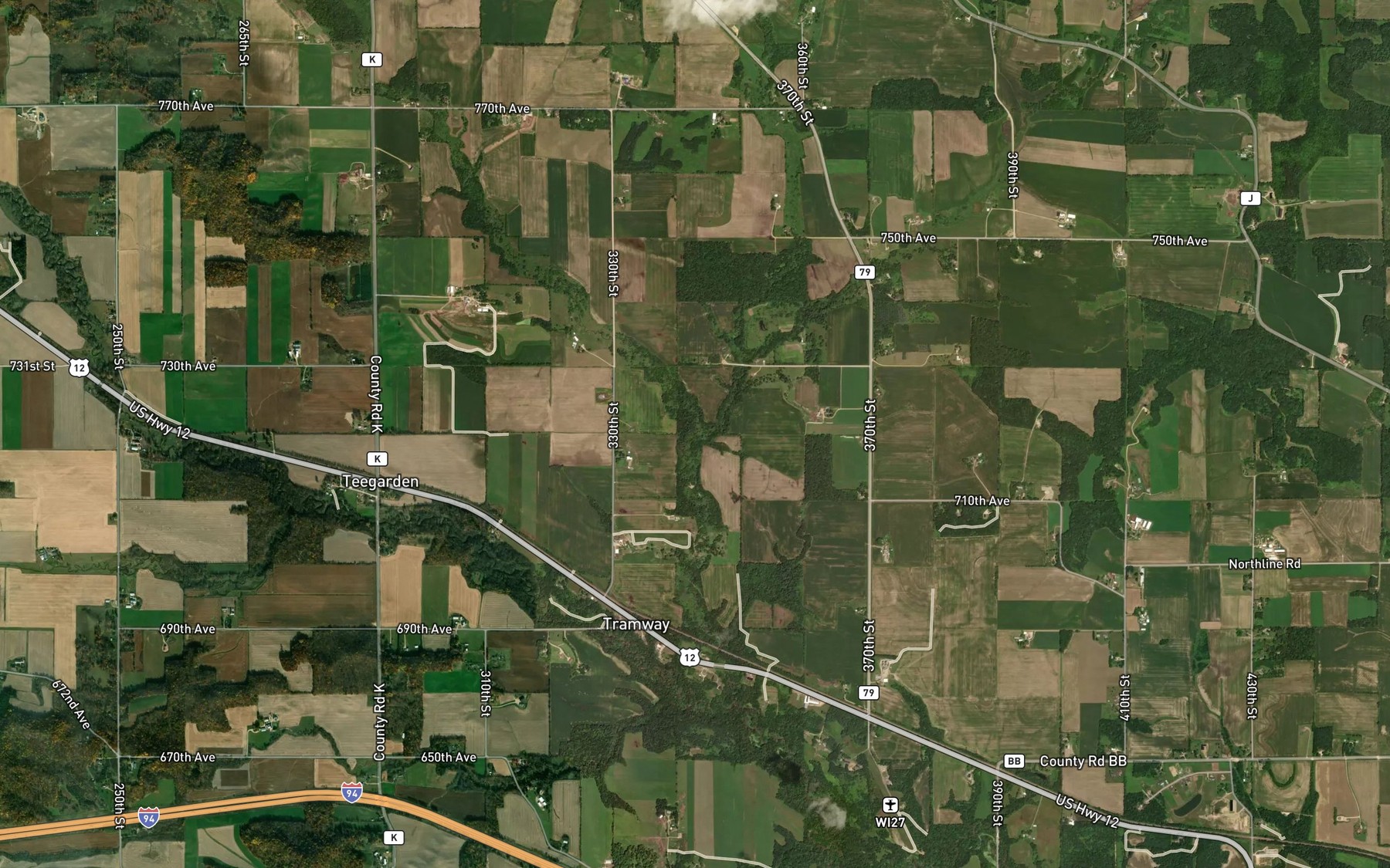 Satellite map of the Clack Creek