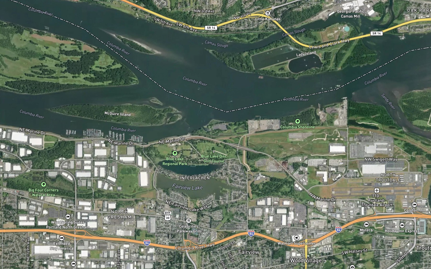 Satellite map of the Arata Creek