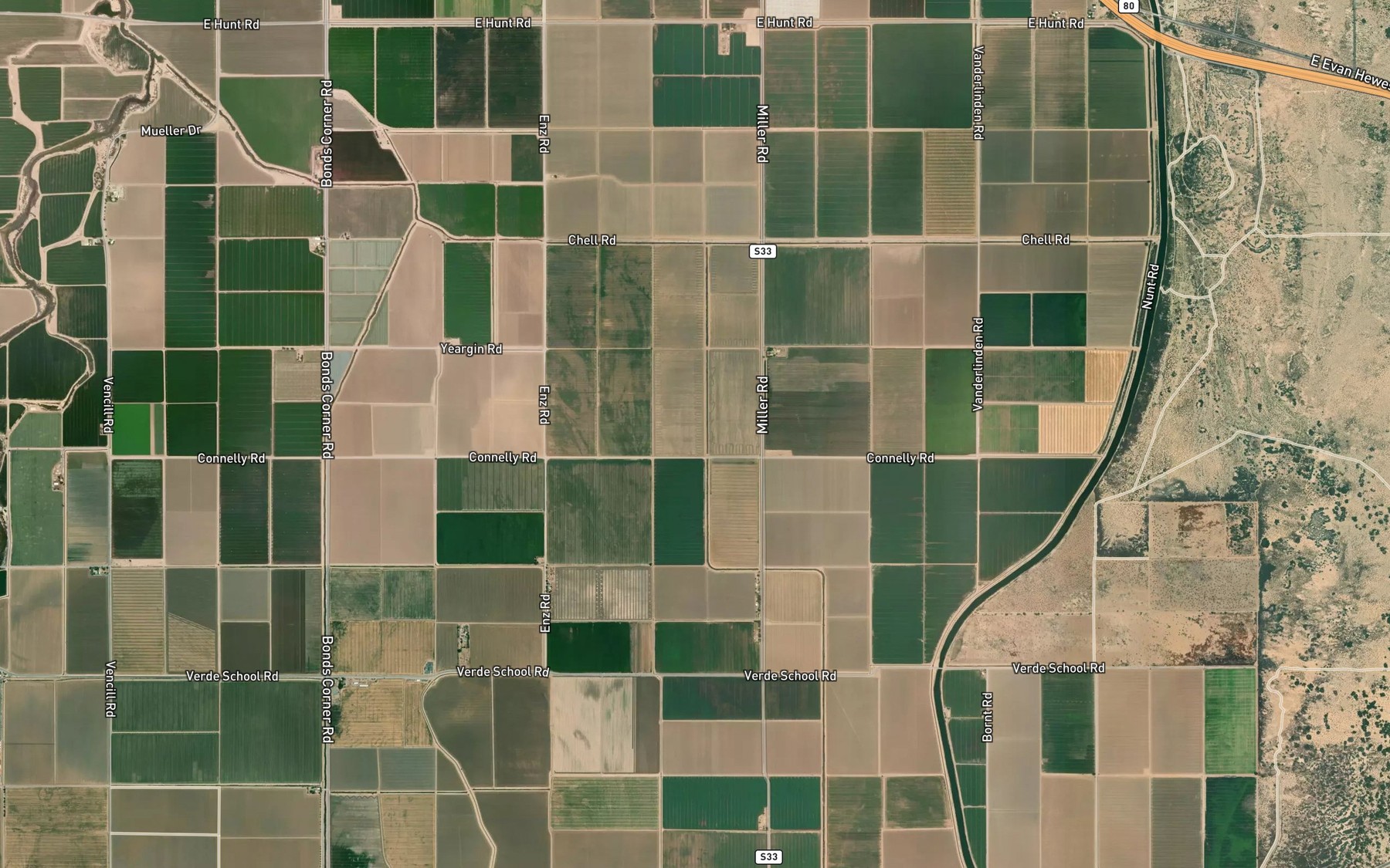 Satellite map of the Verde Drain