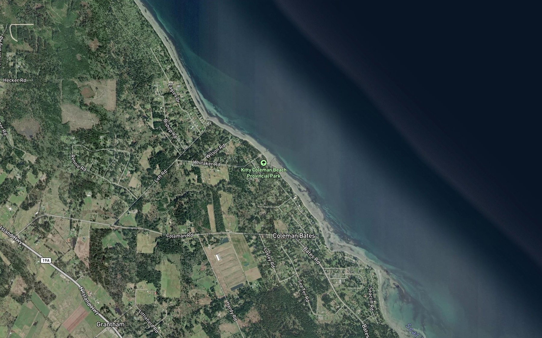 Satellite map of the Kitty Coleman Creek