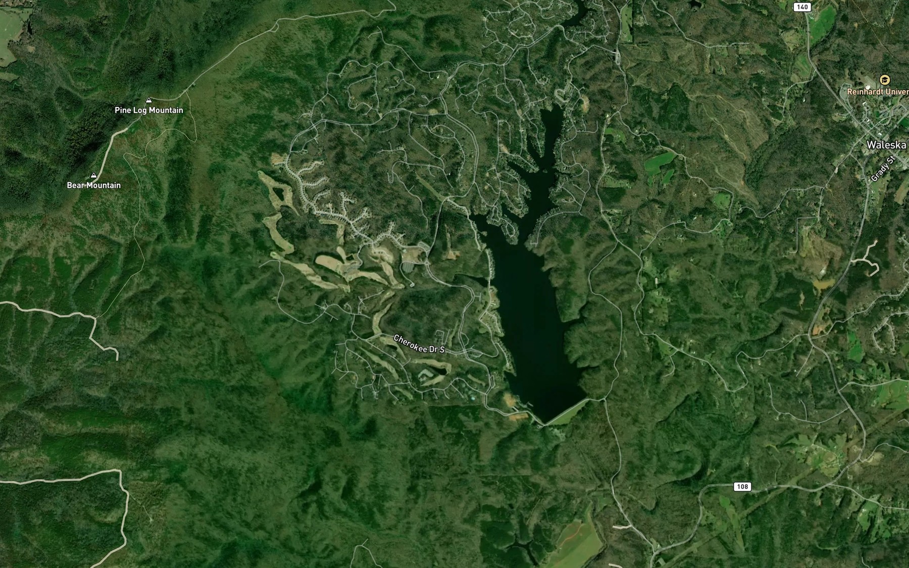 Satellite map of the Shut-in Creek