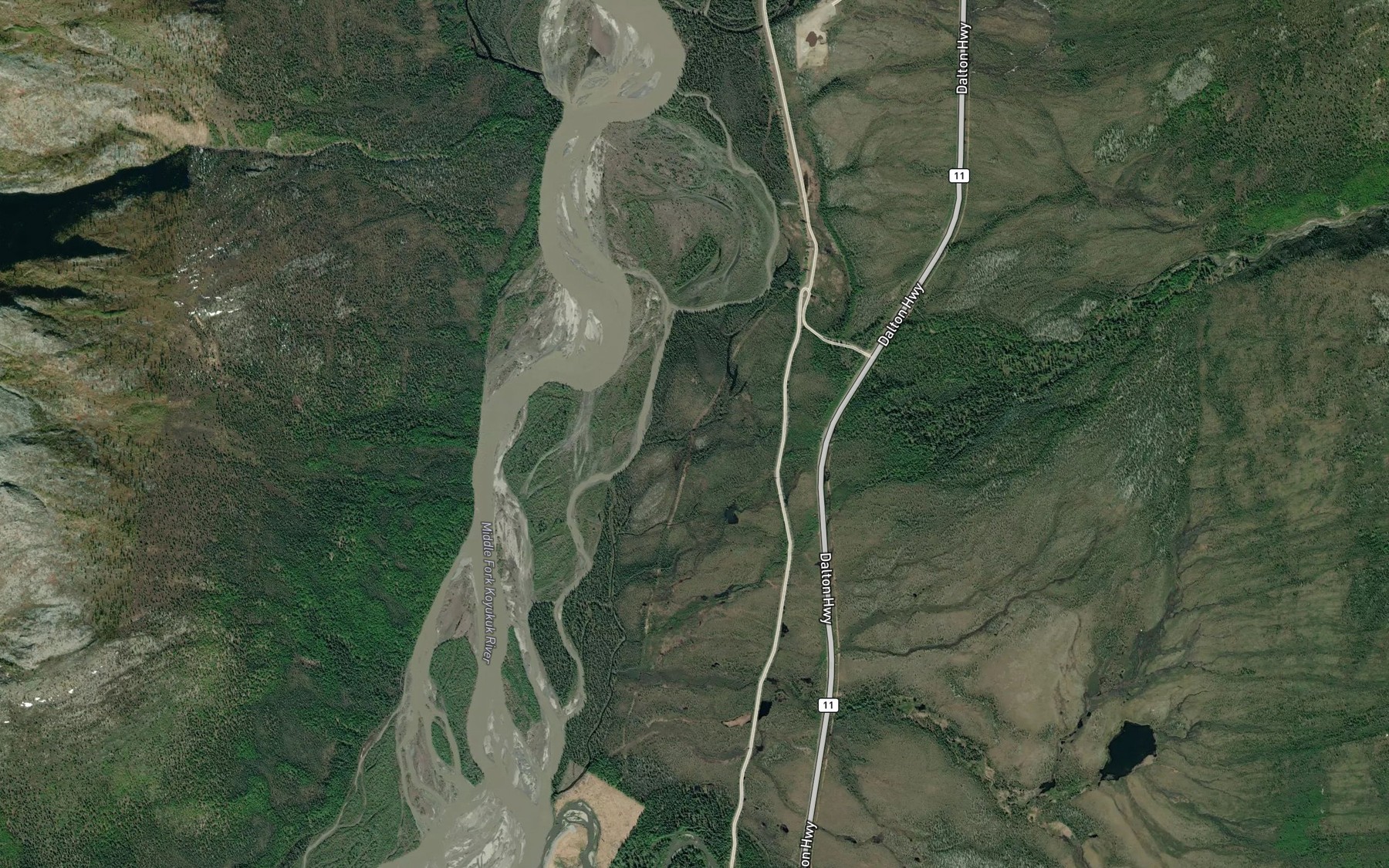 Satellite map of the Clara Creek