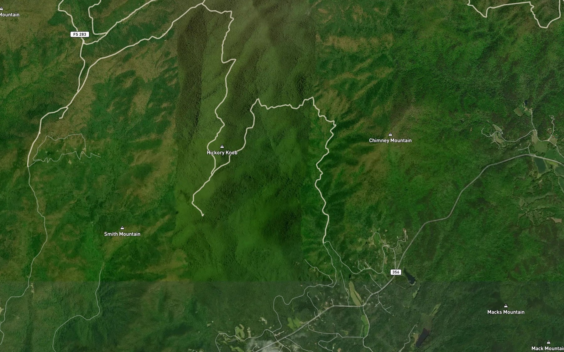 Satellite map of the Hickory Branch