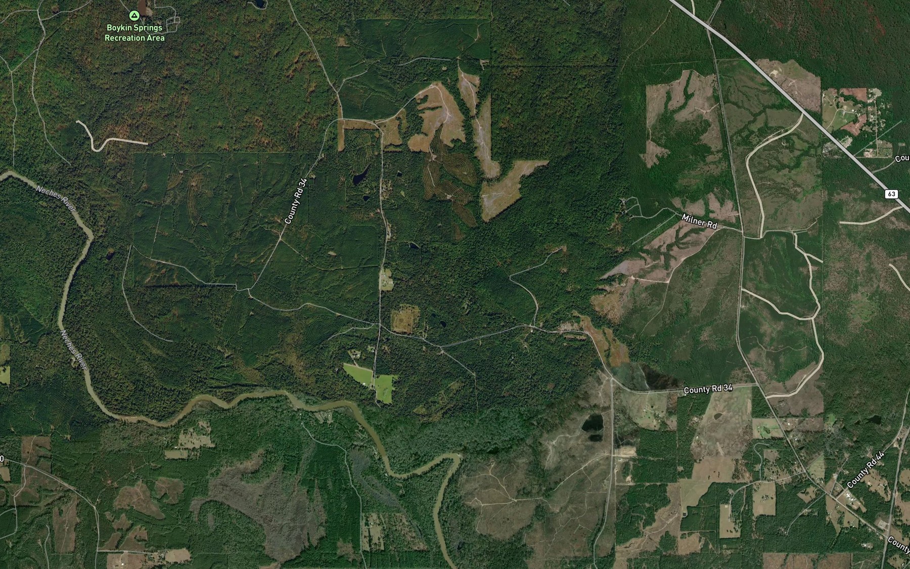 Satellite map of the Clear Creek