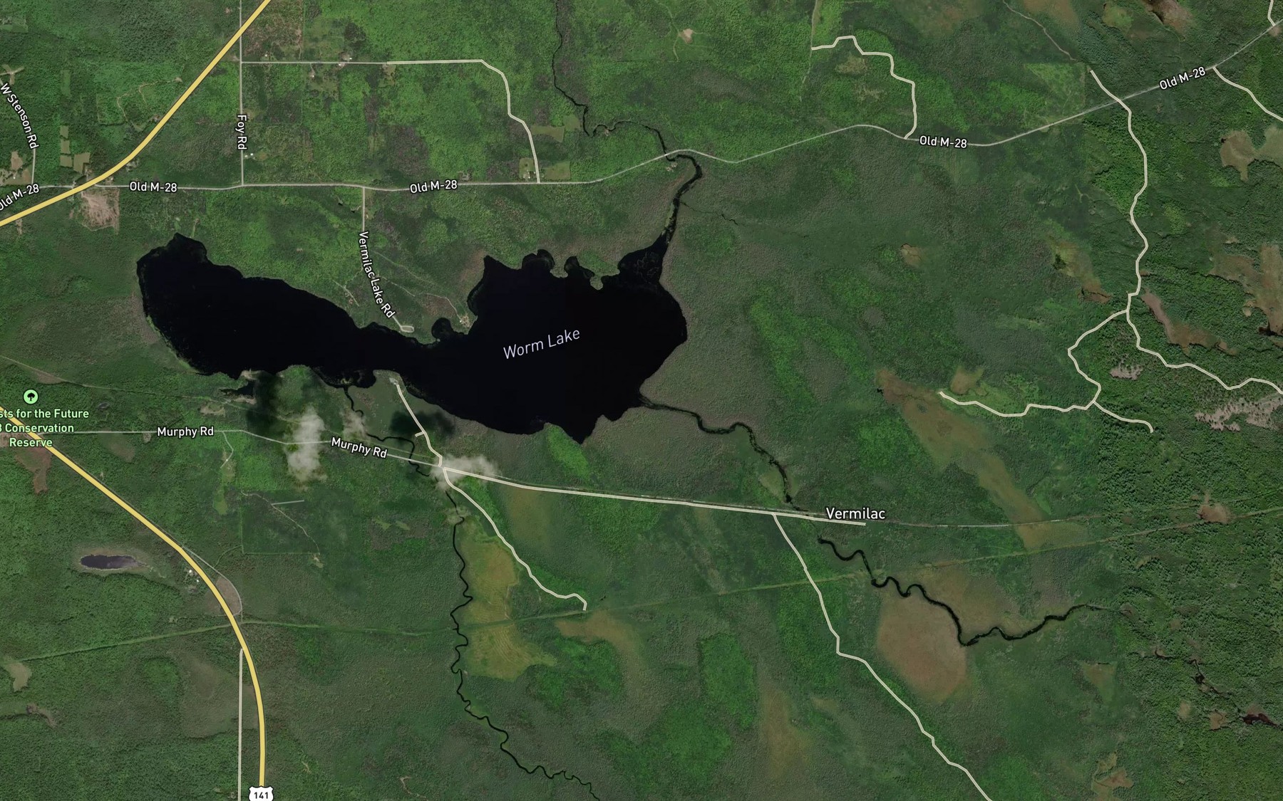 Satellite map of the Vermilac River